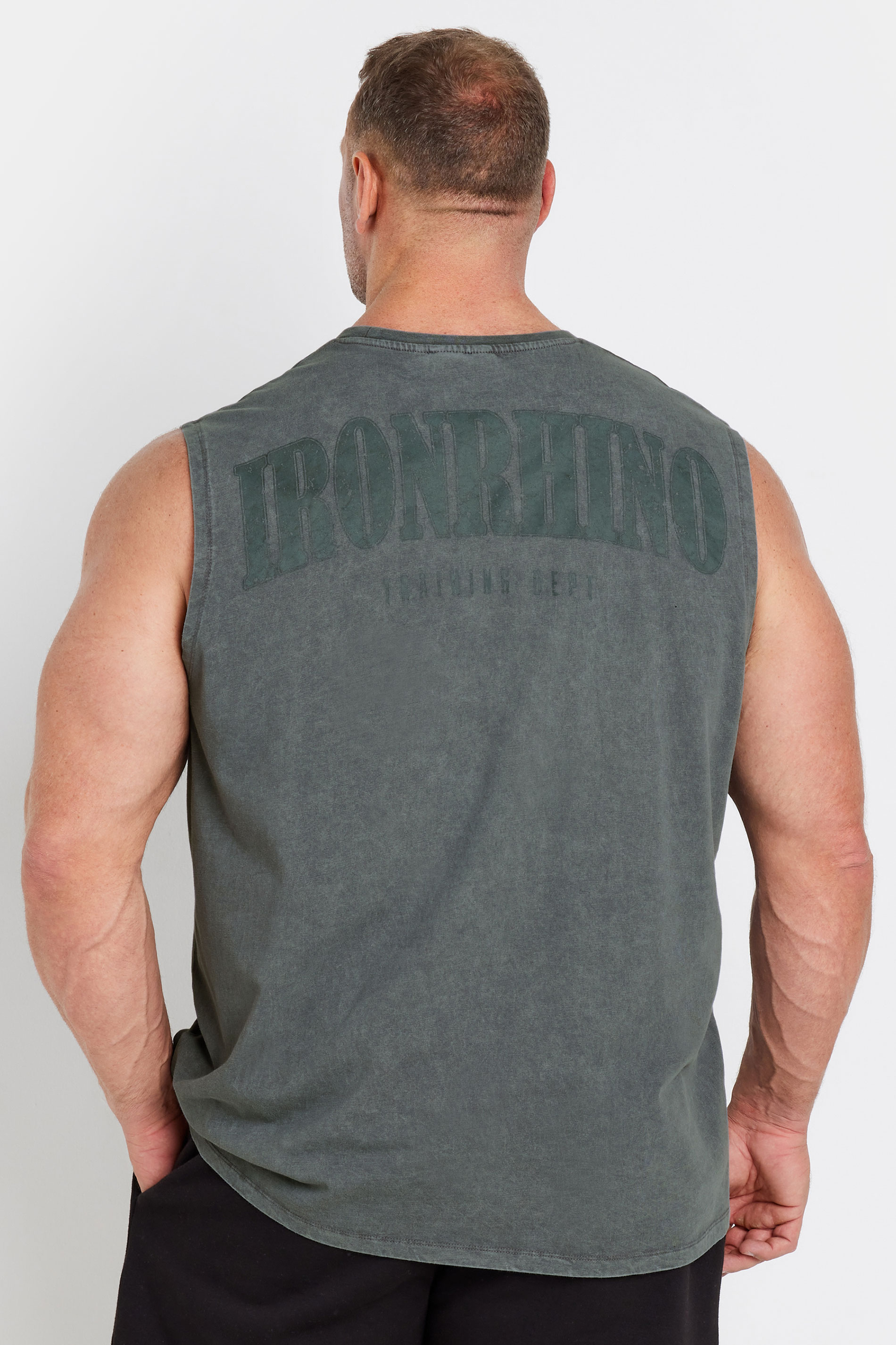 IronRhino Big & Tall Grey Acid Wash Muscle Vest | BadRhino 3