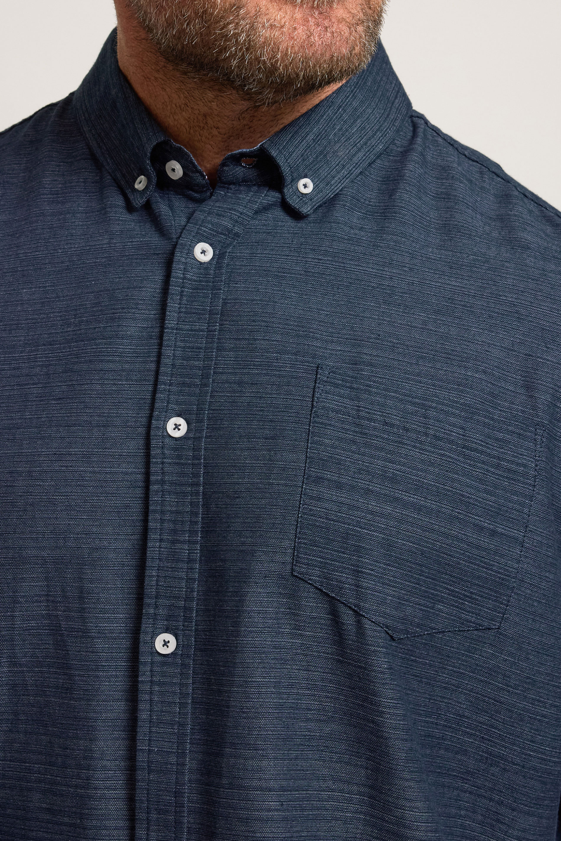 BadRhino Big & Tall Navy Blue Long Sleeve Slub Shirt | BadRhino 5