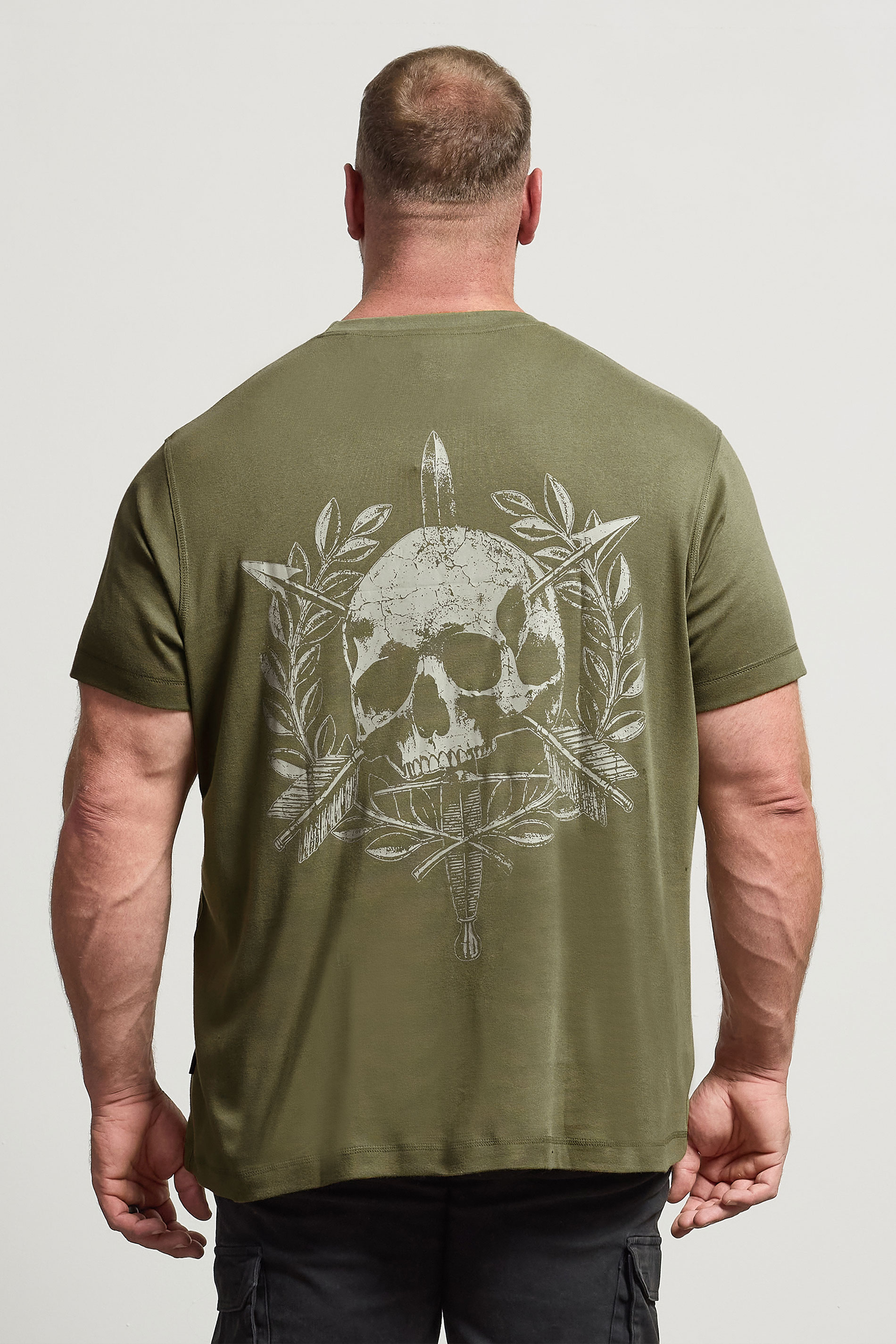 BadRhino Big & Tall Olive Green Skull Emblem Graphic T-Shirt | BadRhino 3