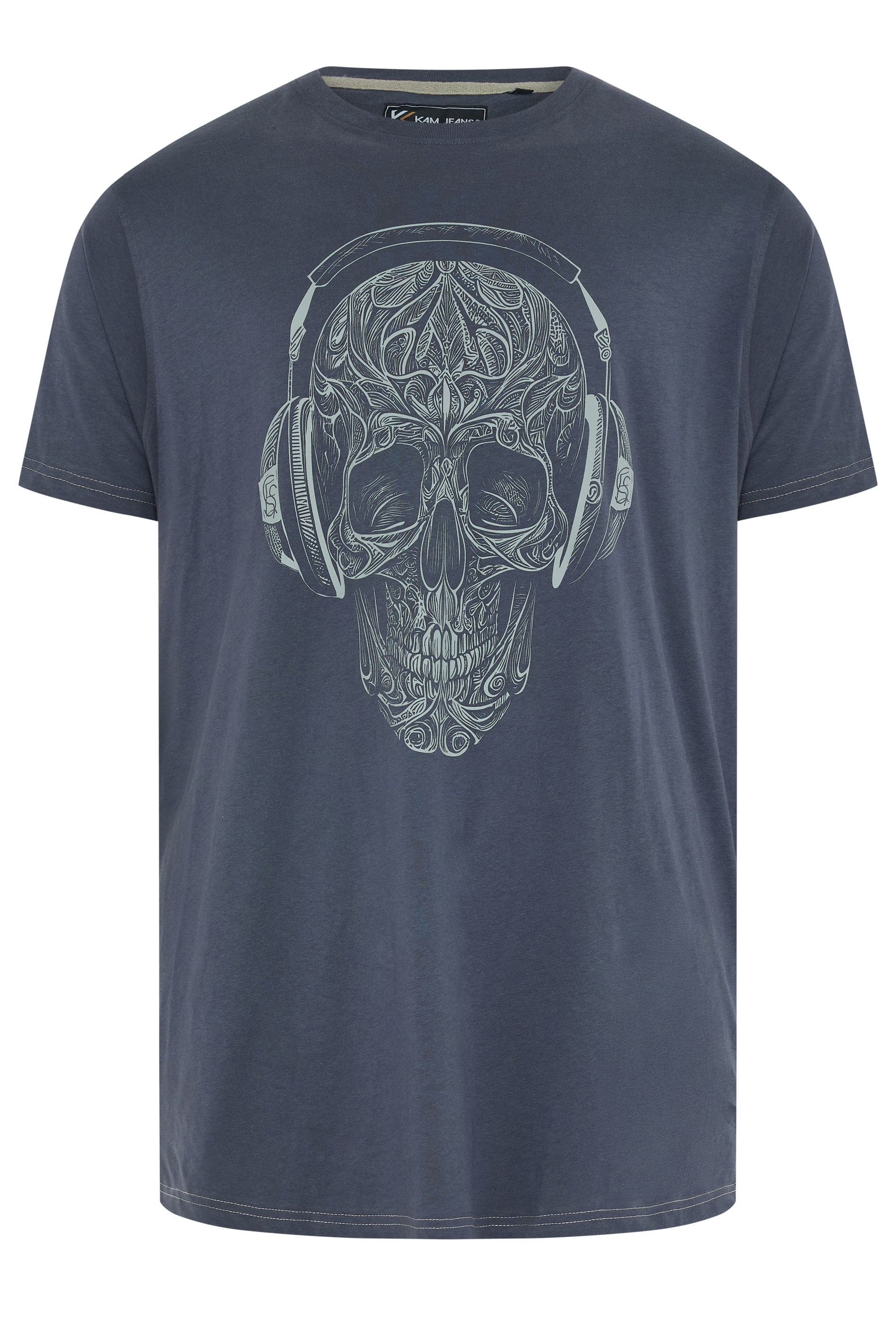 KAM Big & Tall Navy Blue Skull Graphic T-Shirt | BadRhino 1