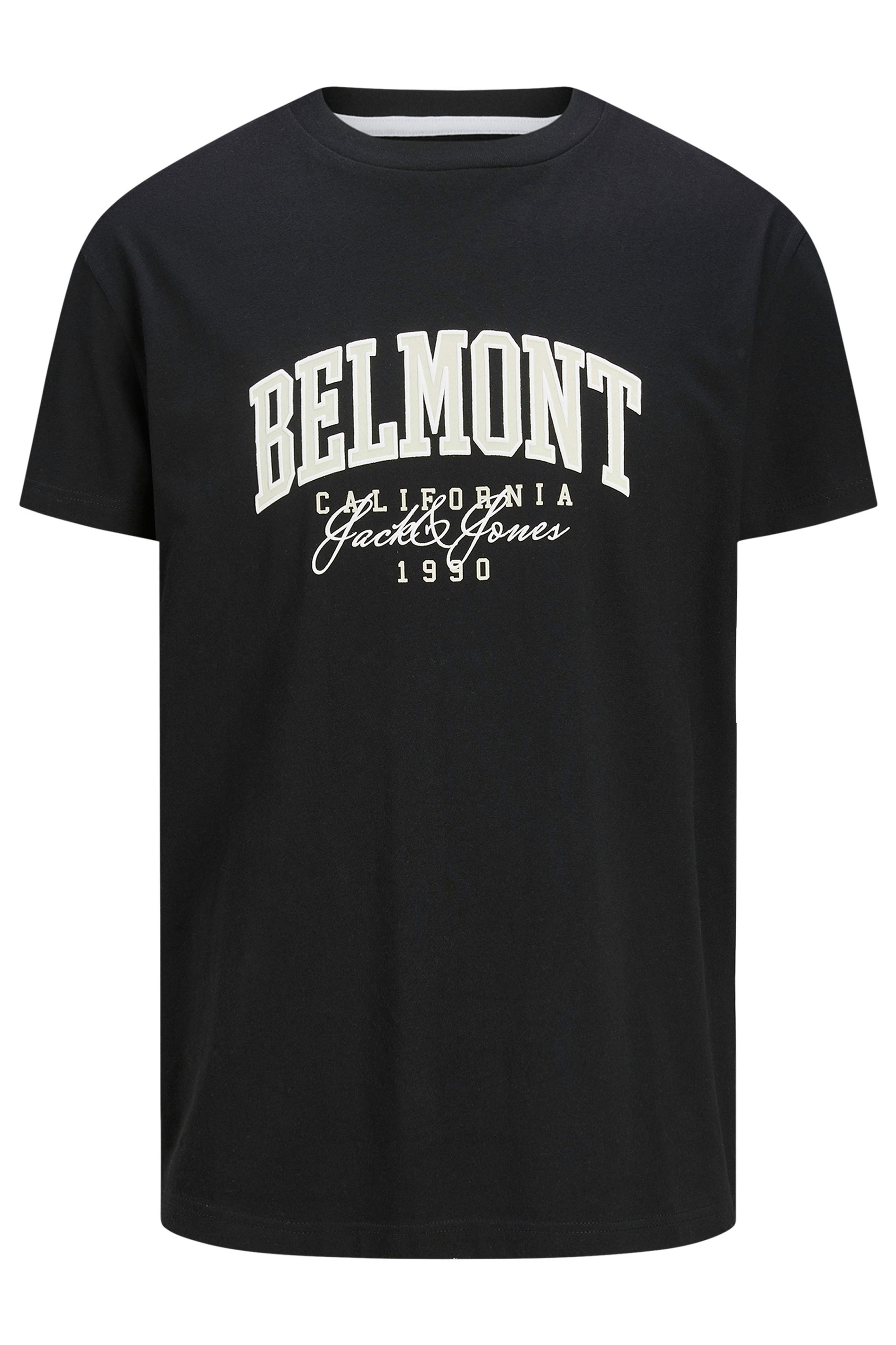 JACK & JONES Big & Tall Black 'Belmont' Slogan T-Shirt | BadRhino 3
