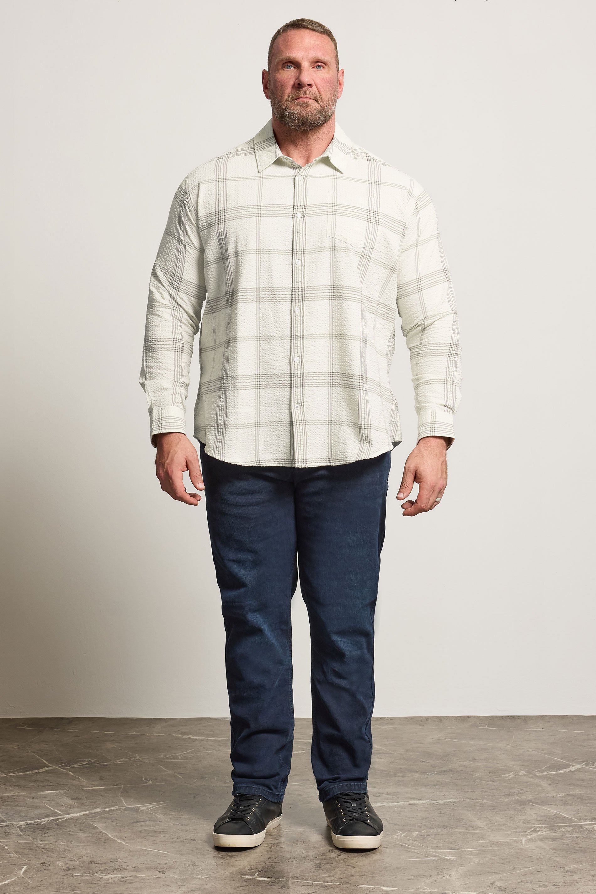 BadRhino Big & Tall Natural Brown Textured Checked Shirt | BadRhino 2