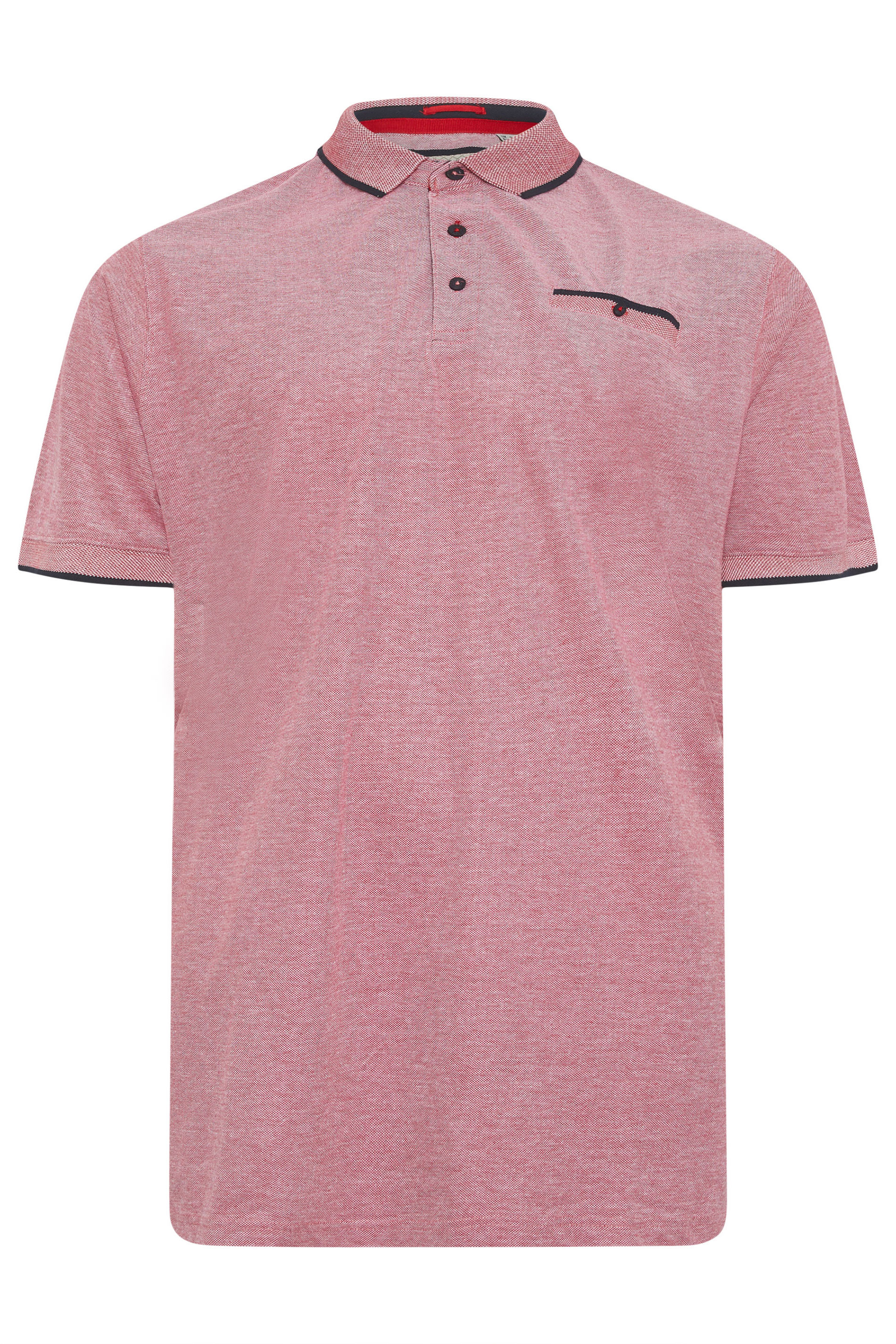 D555 Big & Tall Red Pique Jacquard Polo Shirt | BadRhino 2