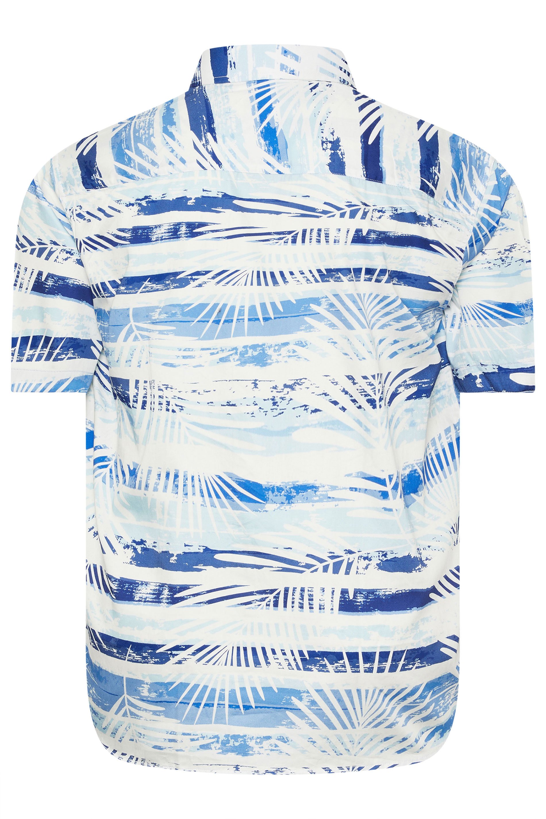 KAM Big & Tall Blue Faded Leaf Print Shirt | BadRhino 5