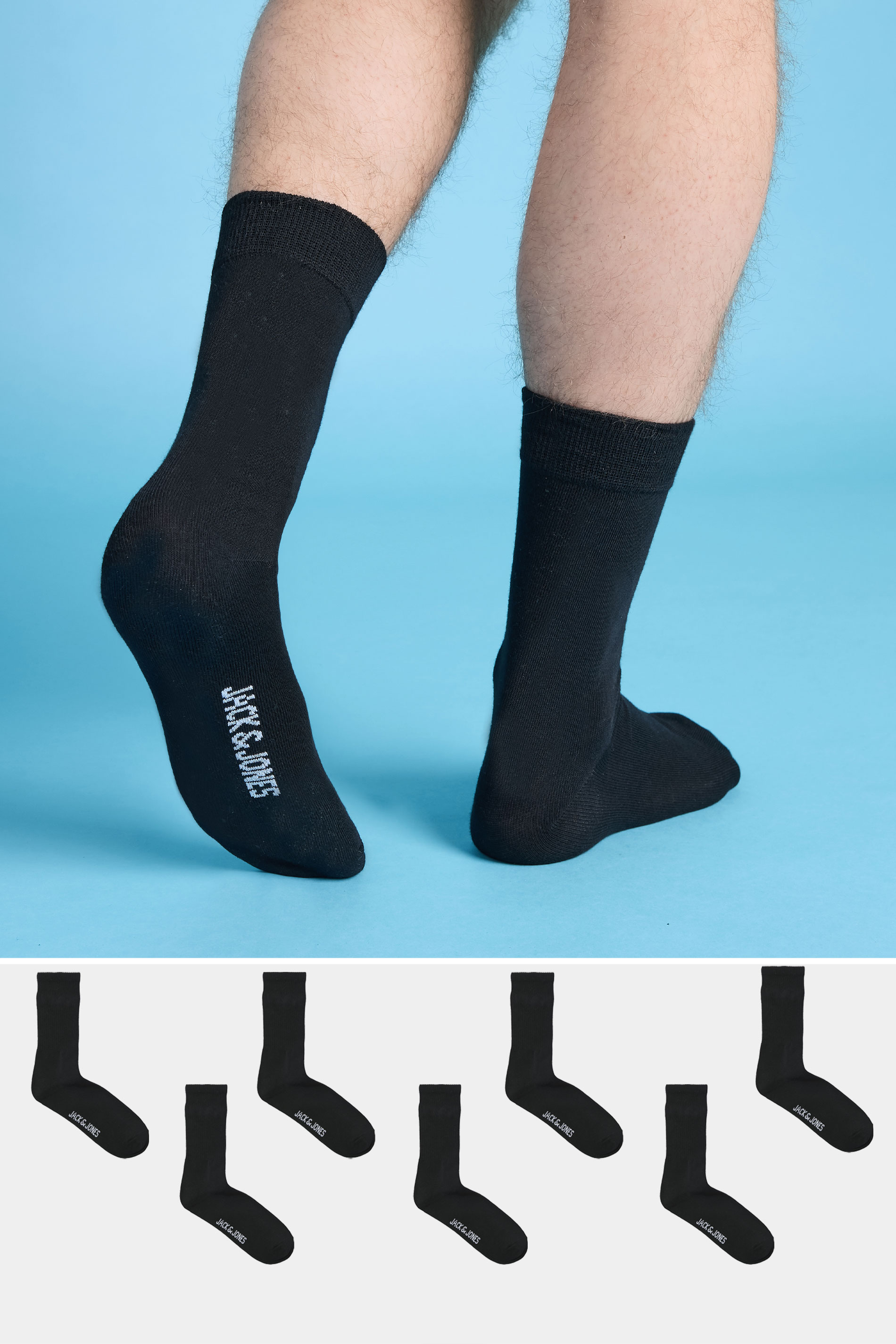 JACK & JONES 7 Pack Black Socks | BadRhino 1