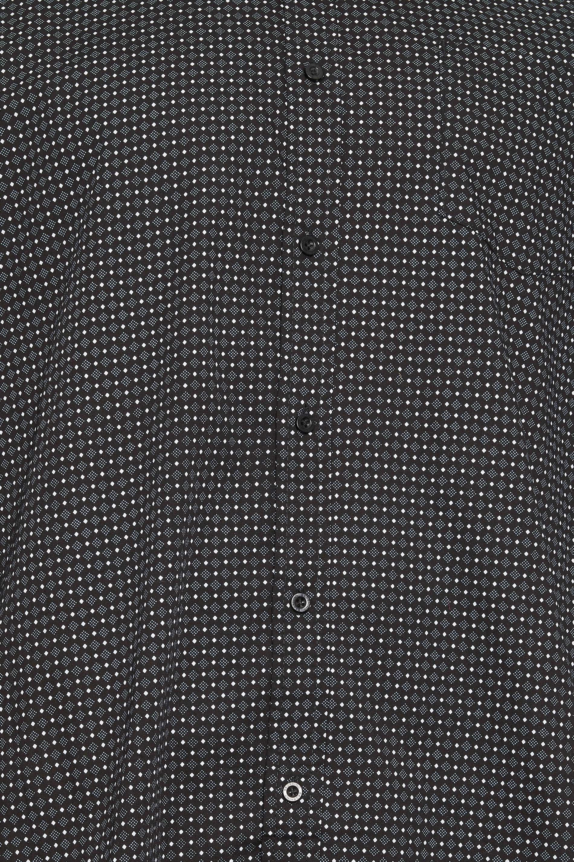 BadRhino Big & Tall Black Geometric Print Poplin Long Sleeve Shirt ...