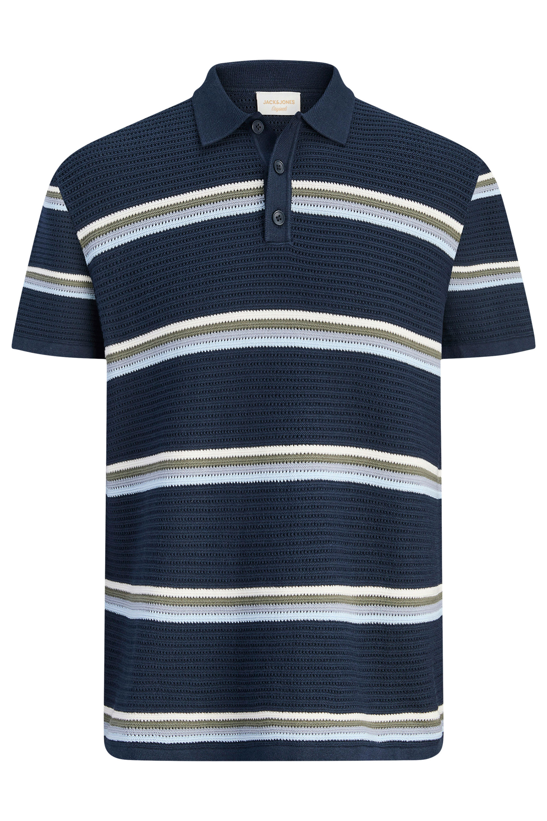 JACK & JONES Big & Tall Navy Blue Knitted Polo Shirt | BadRhino 2