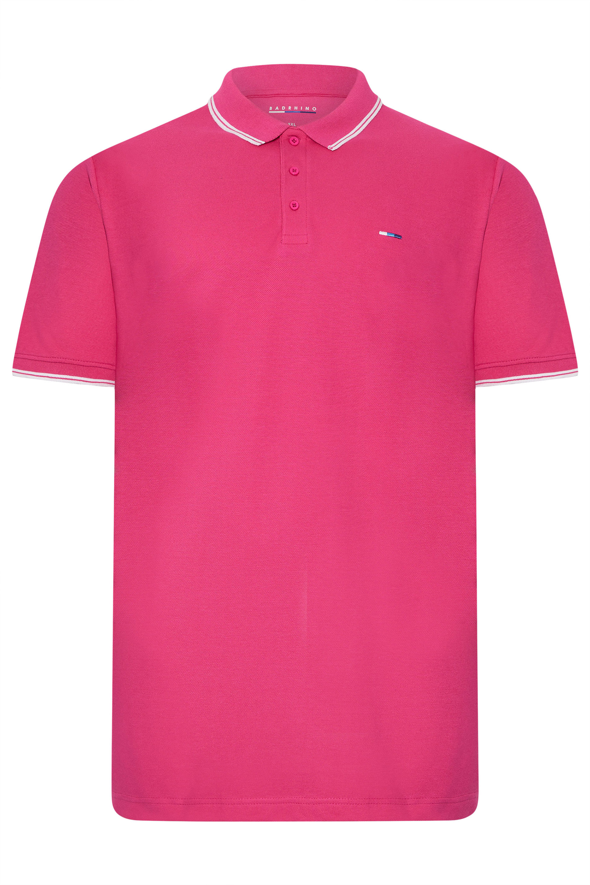 BadRhino Big & Tall Pink & White Tipped Polo Shirt | BadRhino 6