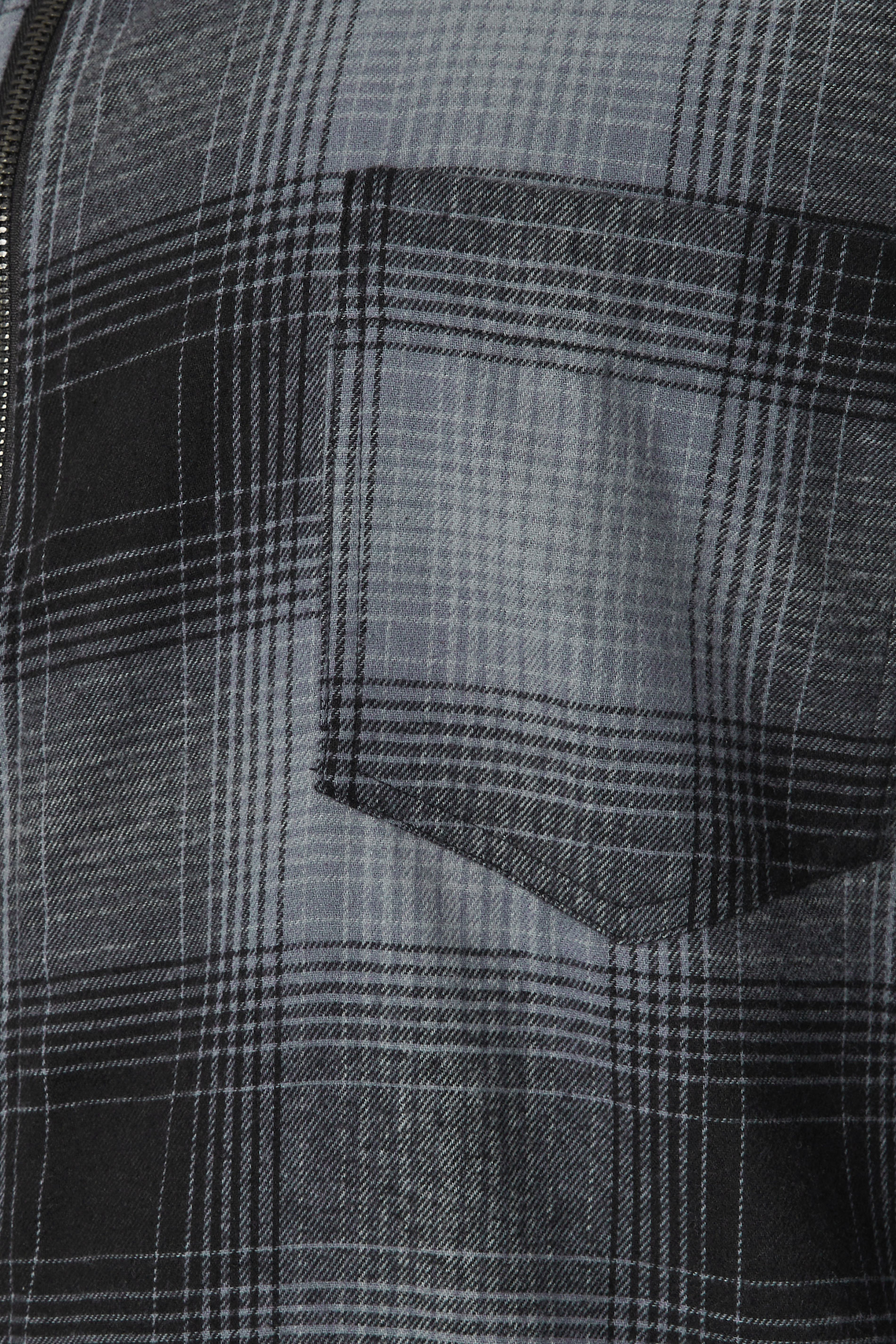 KAM Big & Tall Navy Blue Zip Through Quilted Check Overshirt | BadRhino 6