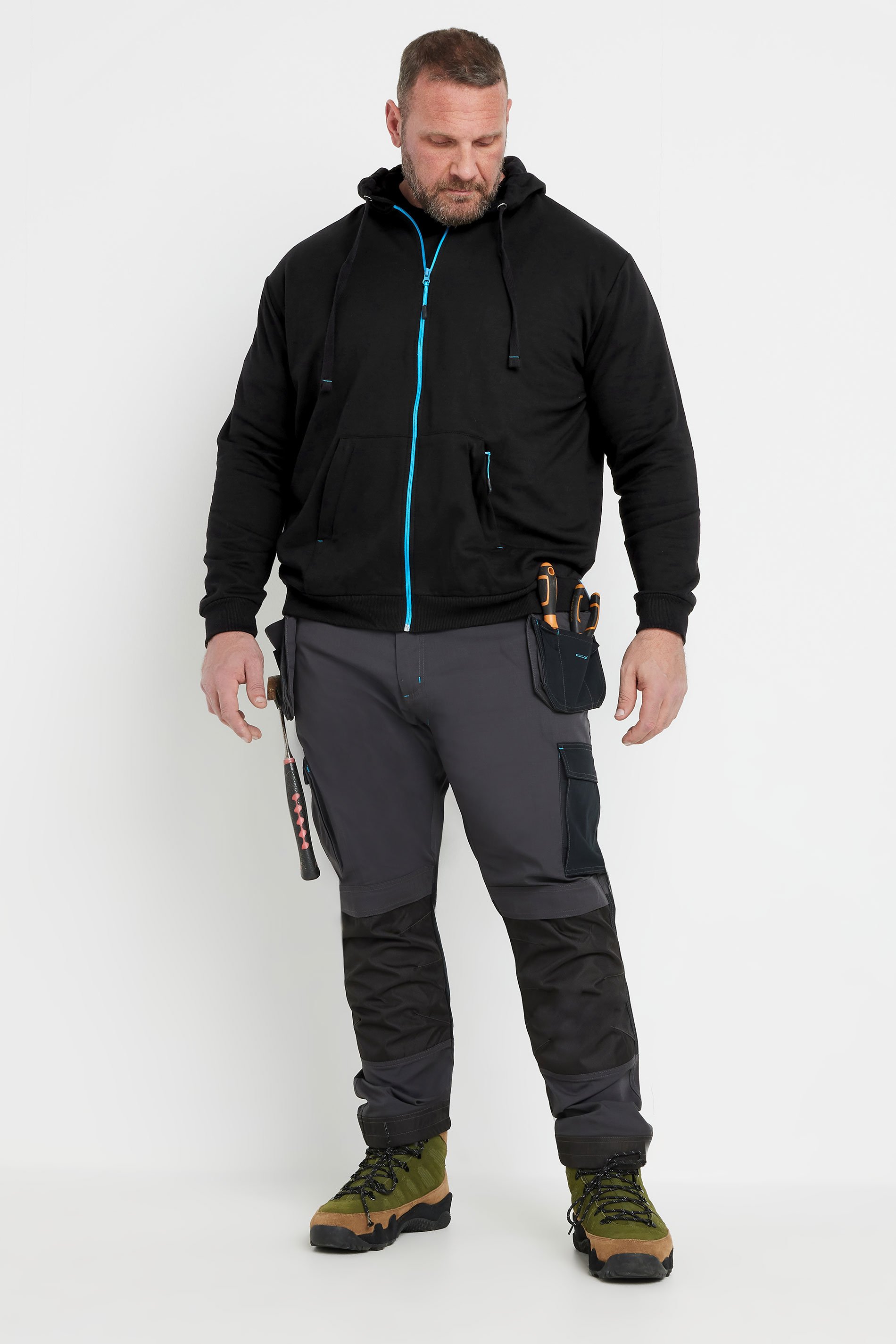 BadRhino Big & Tall Black Workwear Zip Through Hoodie | BadRhino 4