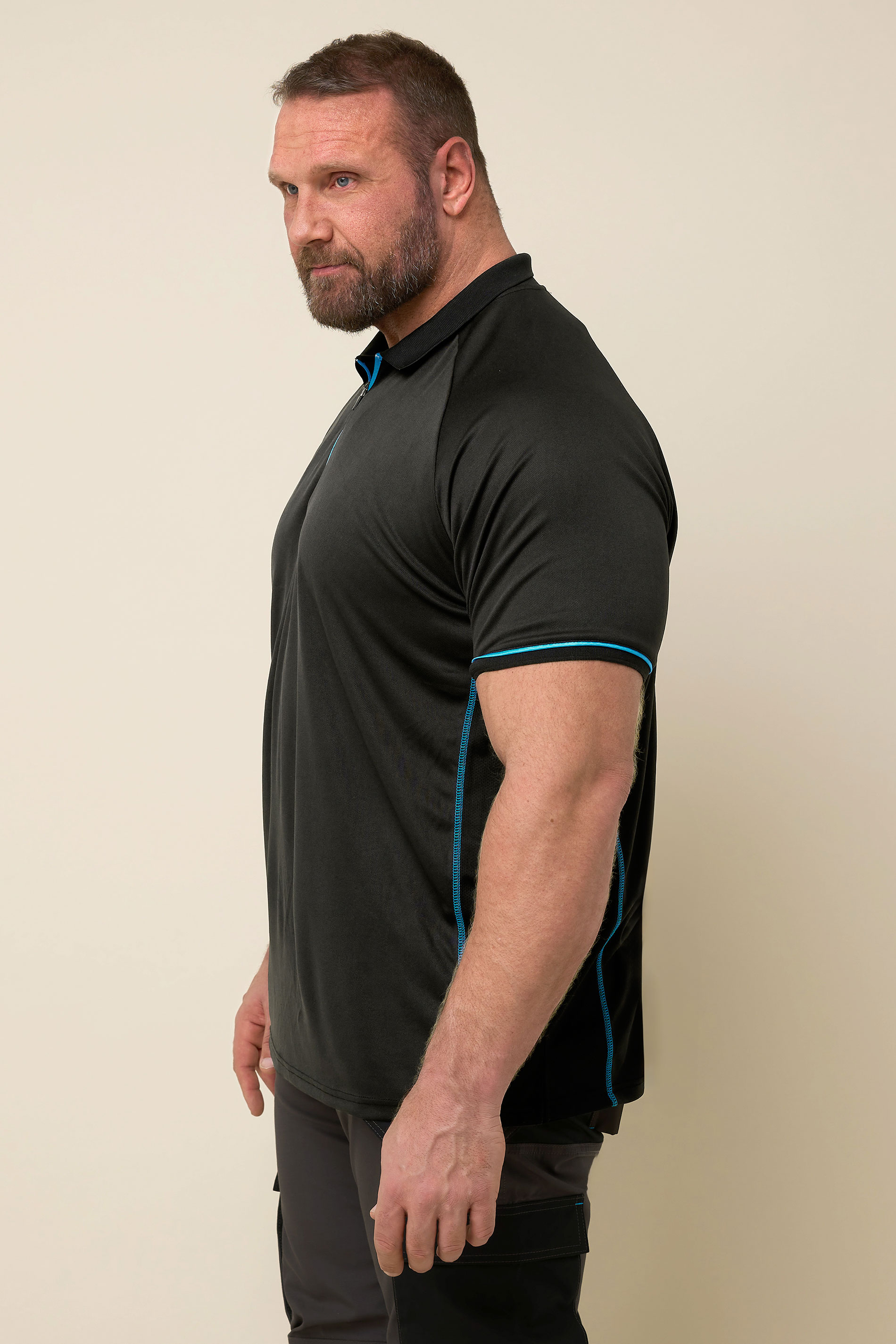 BadRhino Big & Tall Workwear Black Zip Polo Shirt | BadRhino 5