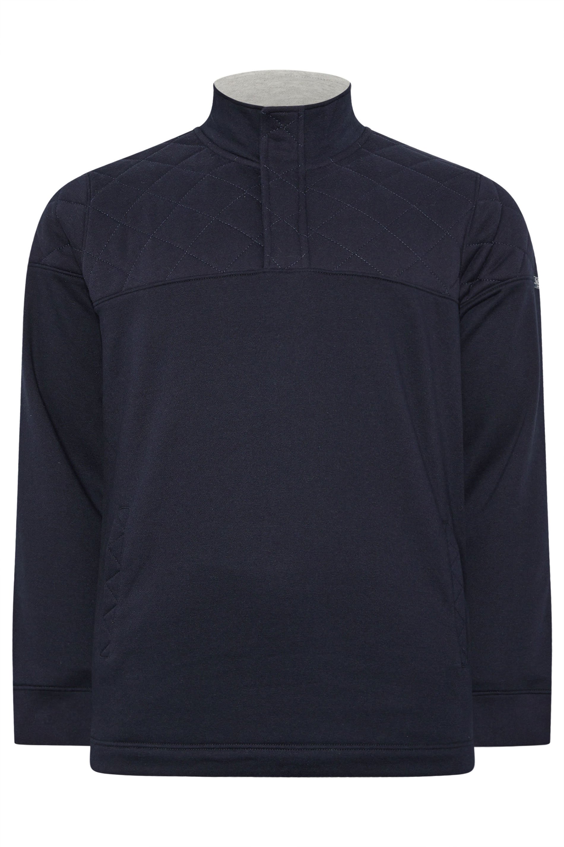 BadRhino Big & Tall Navy Blue Diamond Quilted Quarter Zip Sweatshirt | BadRhino 5