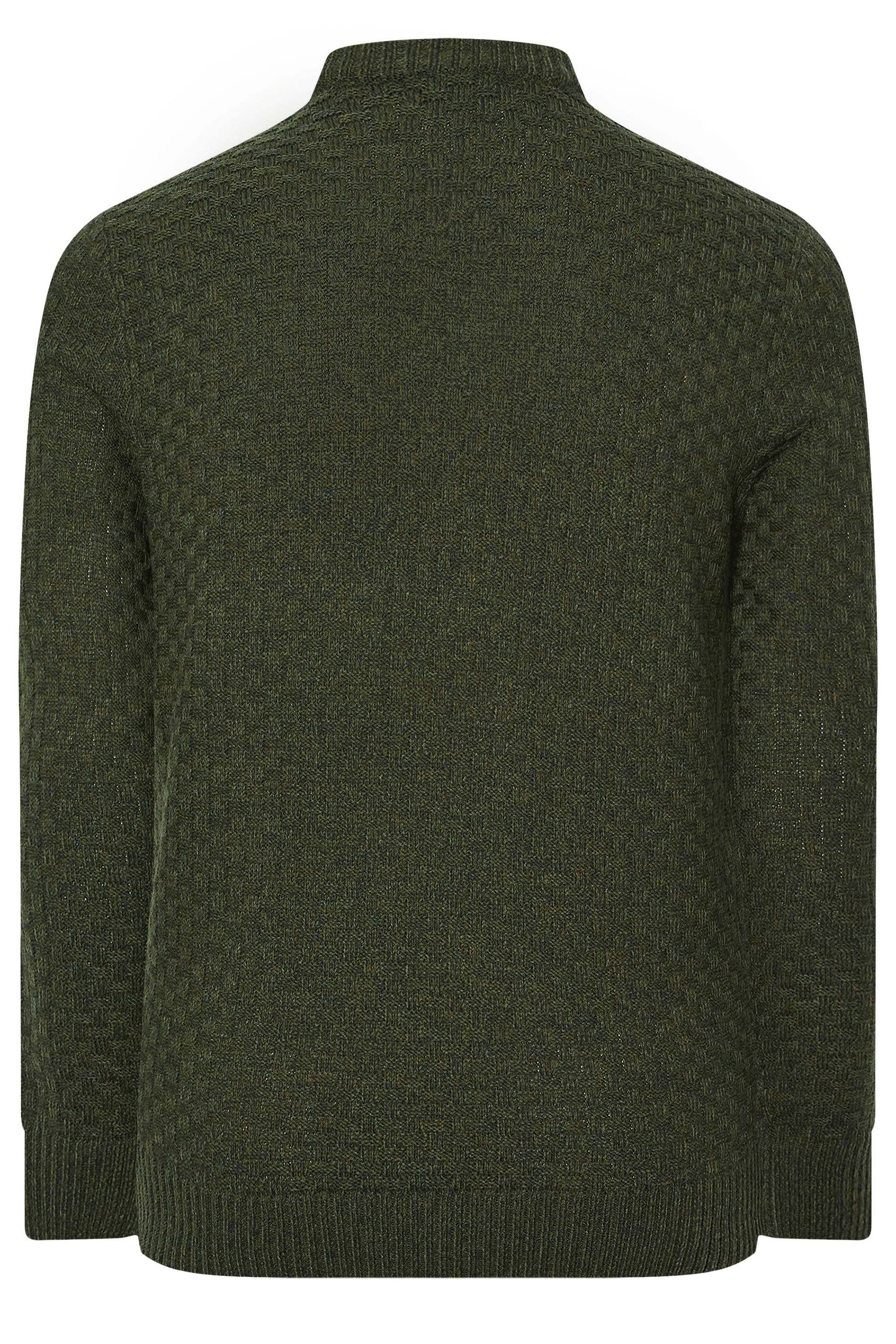 BadRhino Big & Tall Dark Green Textured Crew Neck Knitted Jumper | BadRhino 8