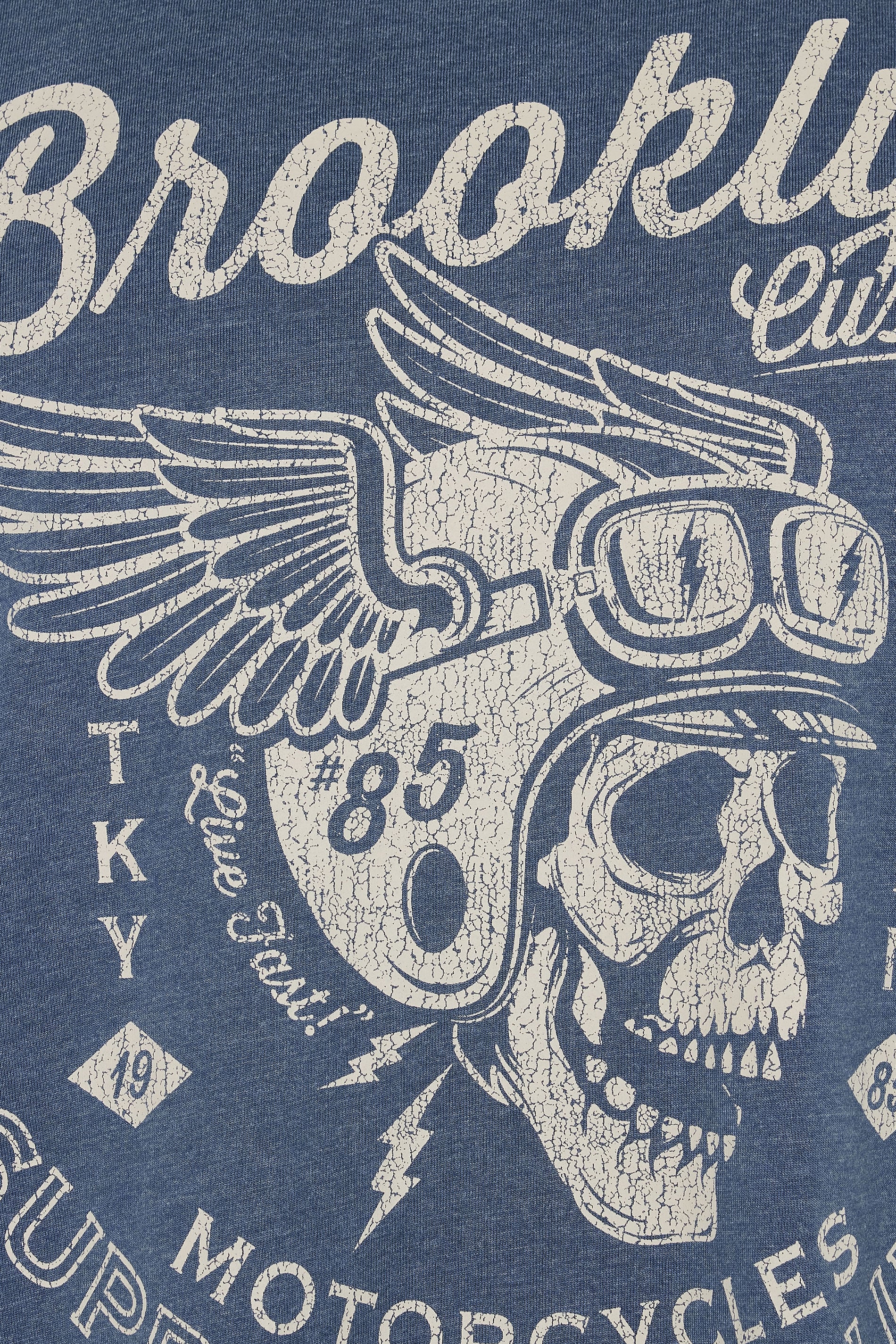 KAM Big & Tall Indigo Blue Brooklyn Motorbike Graphic Print T-Shirt | BadRhino 3