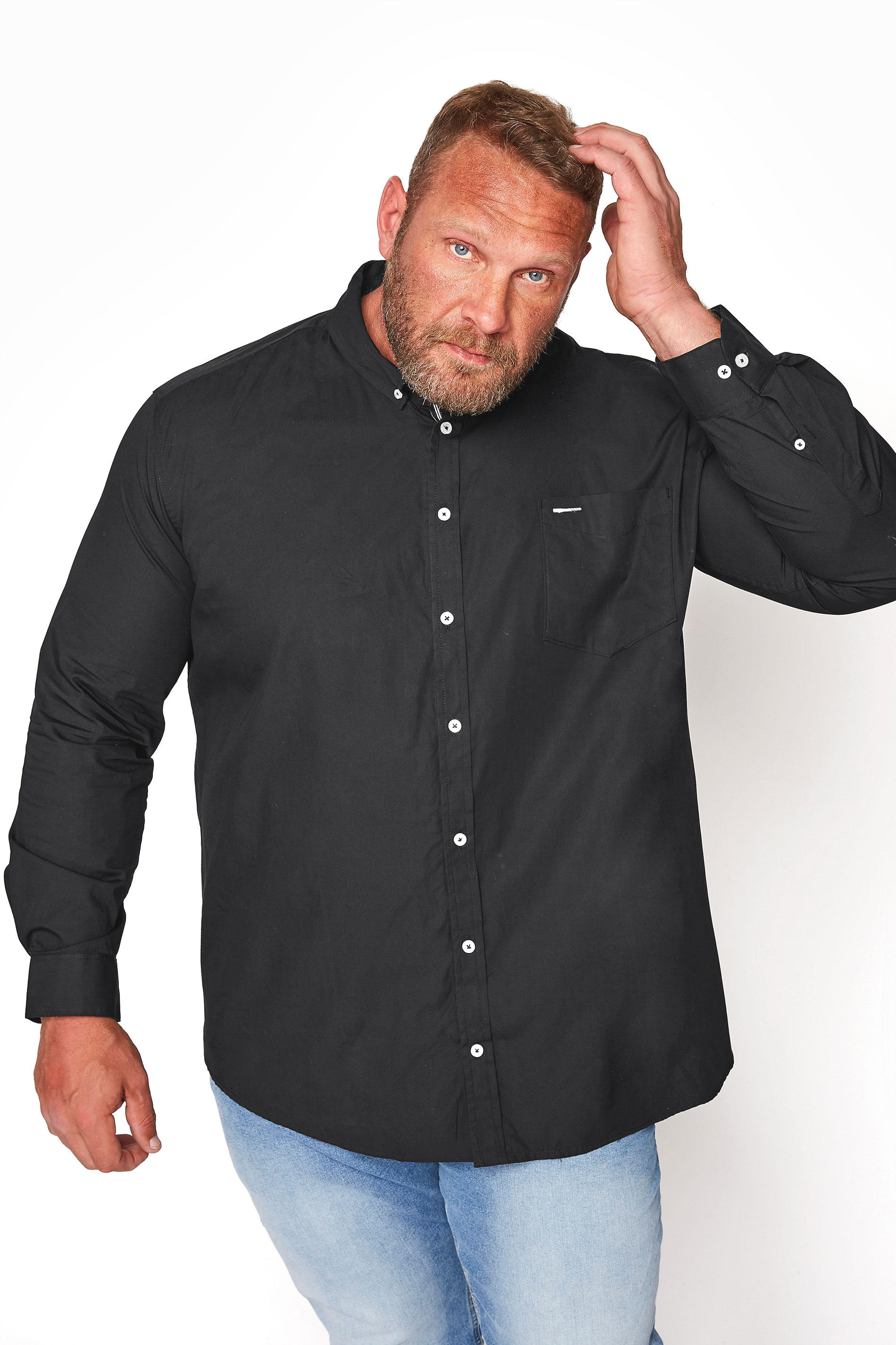 BadRhino Big & Tall Black Logo Poplin Long Sleeve Shirt | BadRhino 1