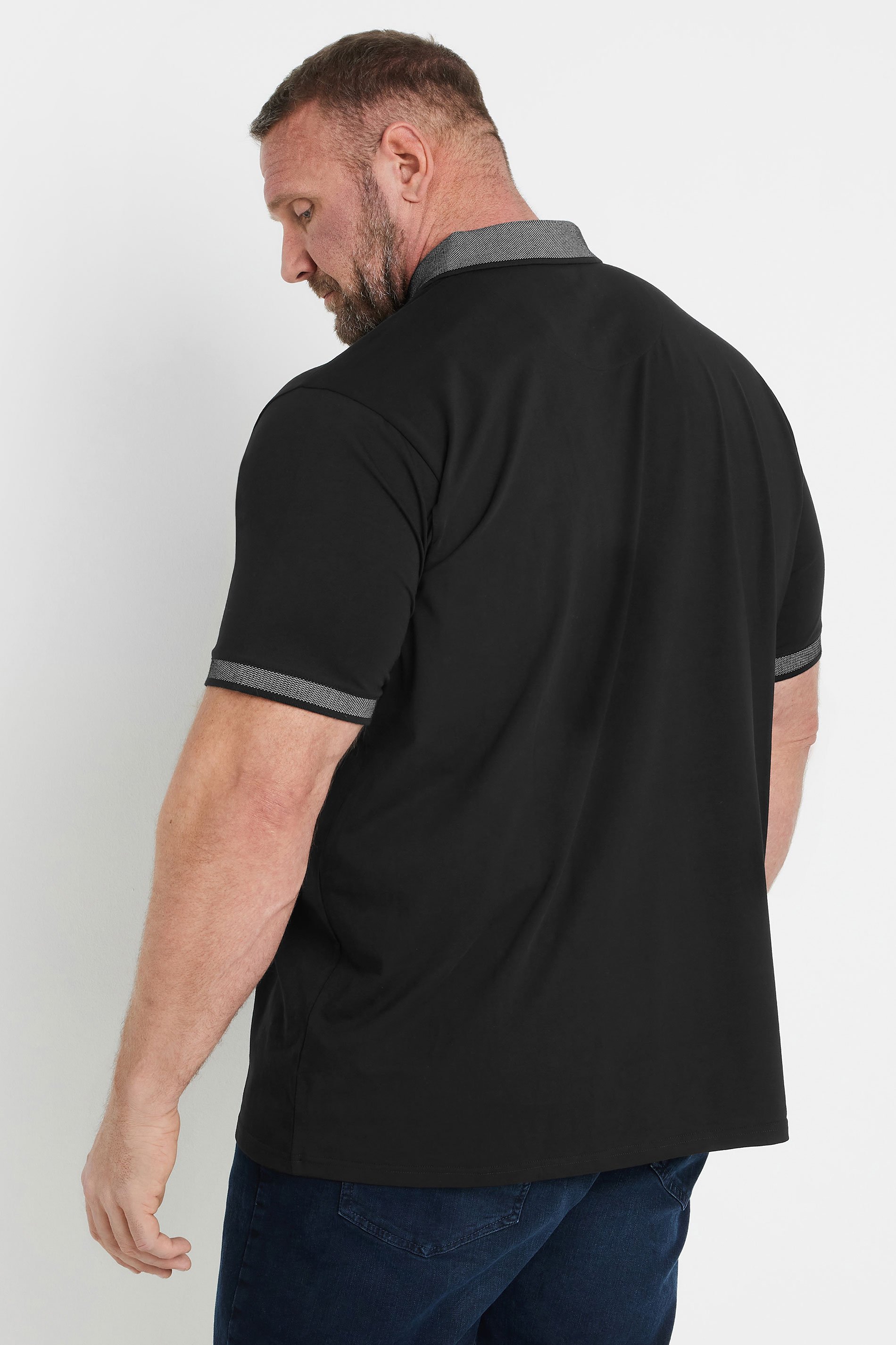 BadRhino Big & Tall Black Chambray Polo Shirt | BadRhino 4