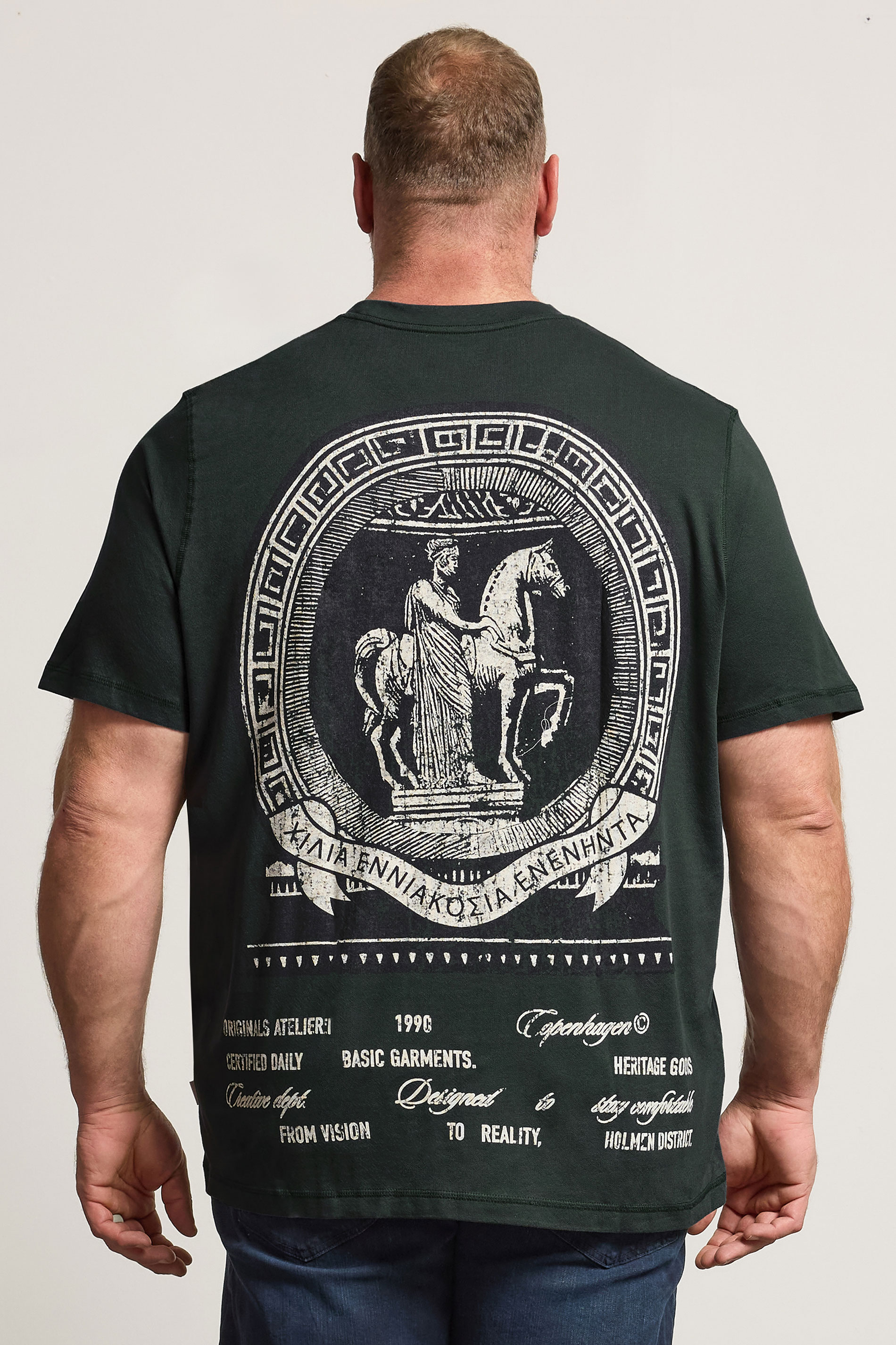 JACK & JONES Big & Tall Green Back Print T-Shirt | BadRhino 3