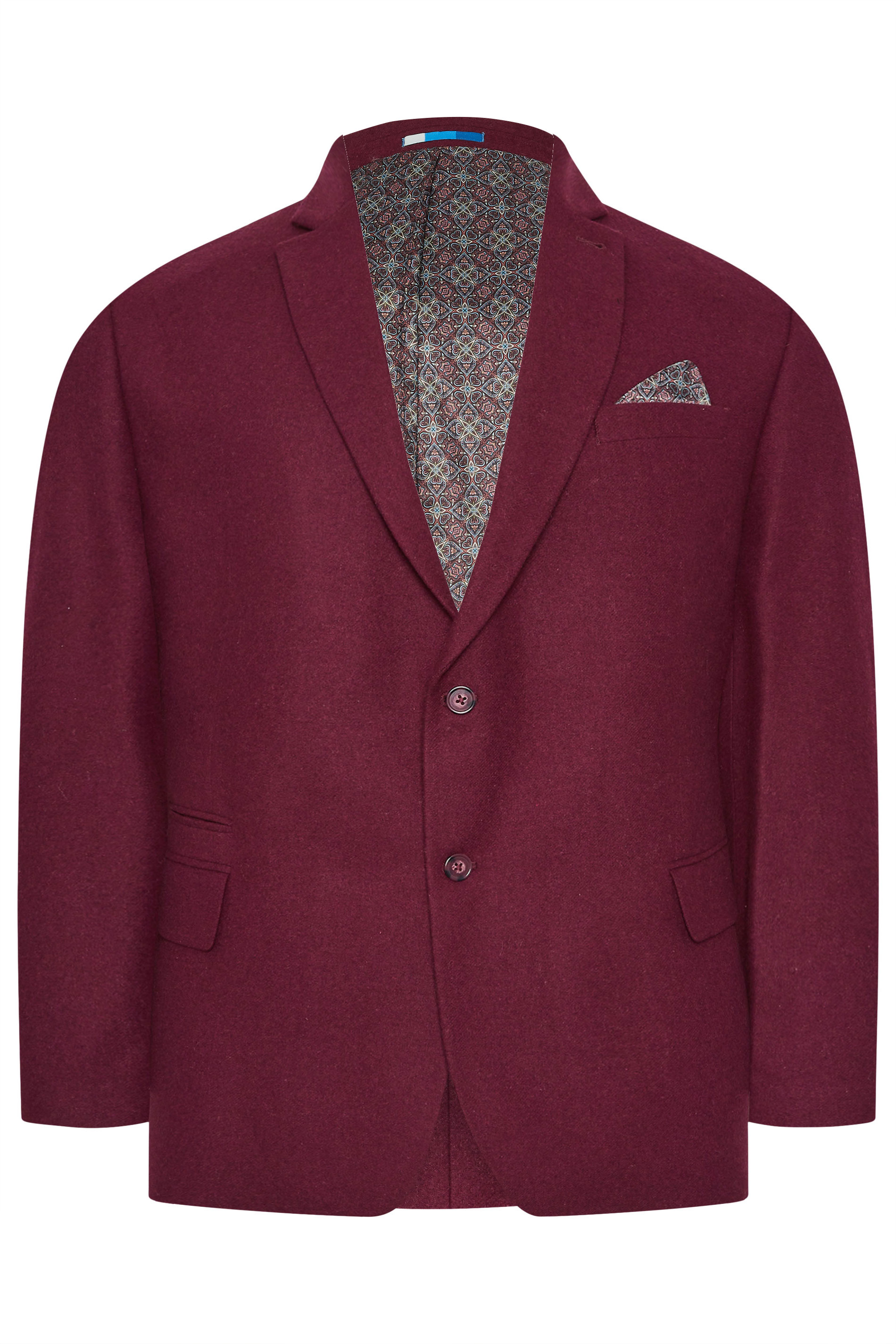 BadRhino Tailoring Big & Tall Burgundy Red Tweed Suit Jacket  6