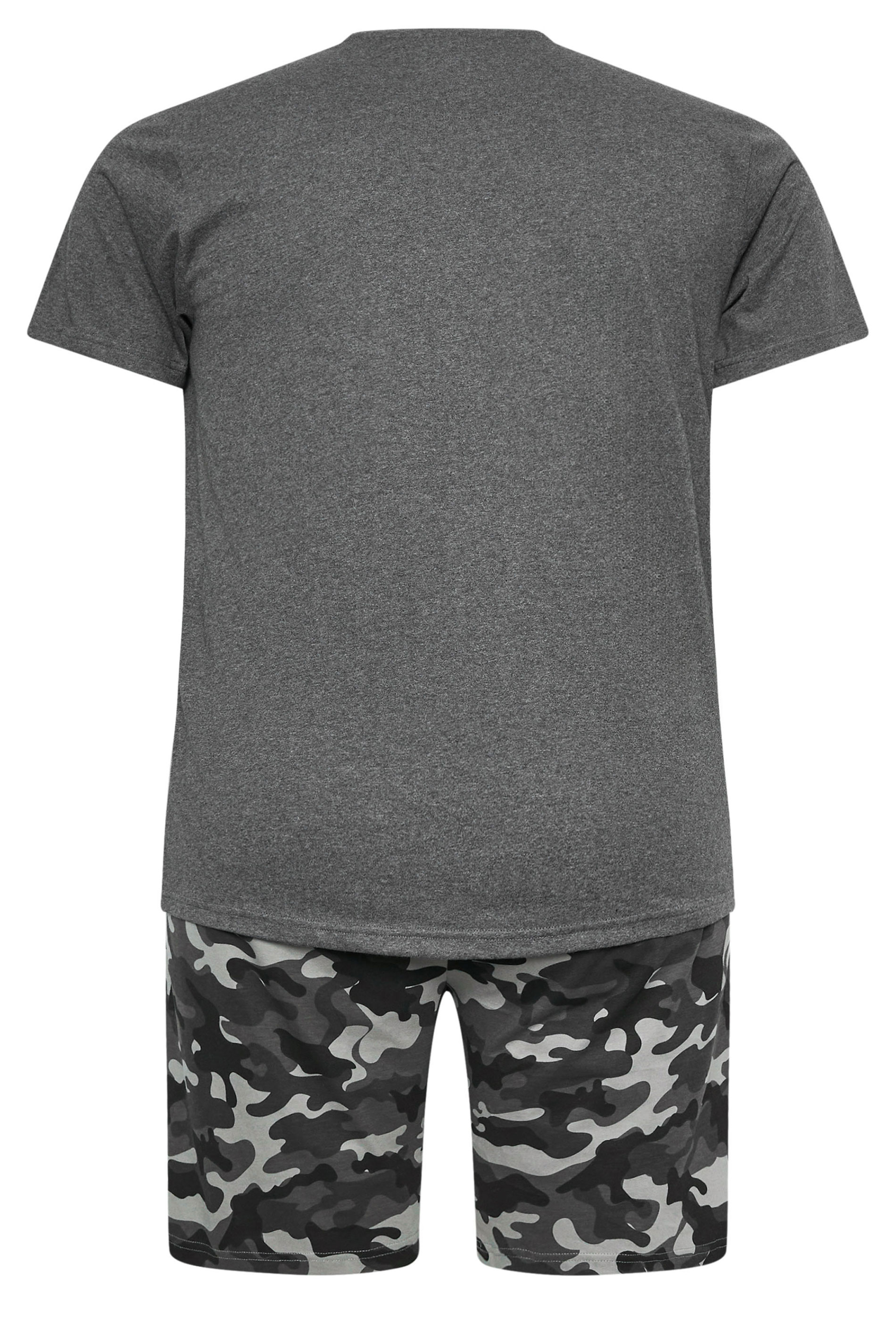 BadRhino Big & Tall Grey Camo Print Shorts and T-Shirt Pyjama Set | BadRhino 4