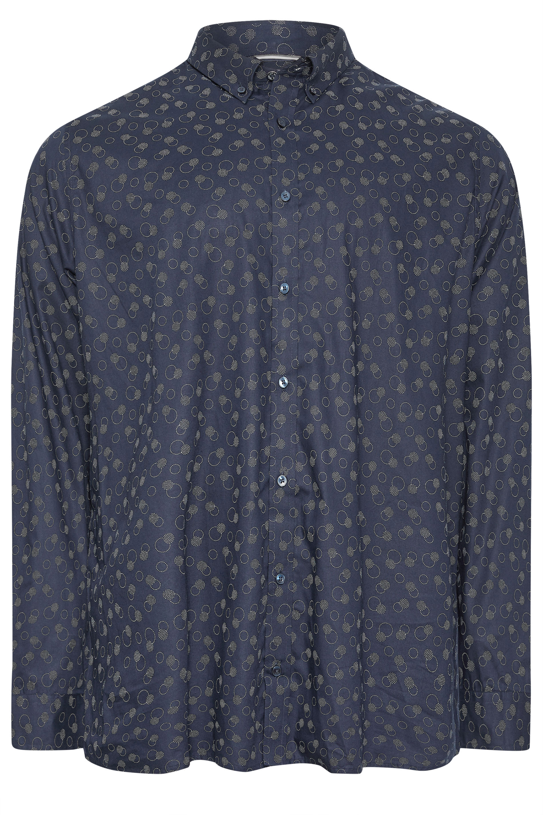 Ben Sherman Navy Blue Stipple Print Long Sleeve Shirt | BadRhino