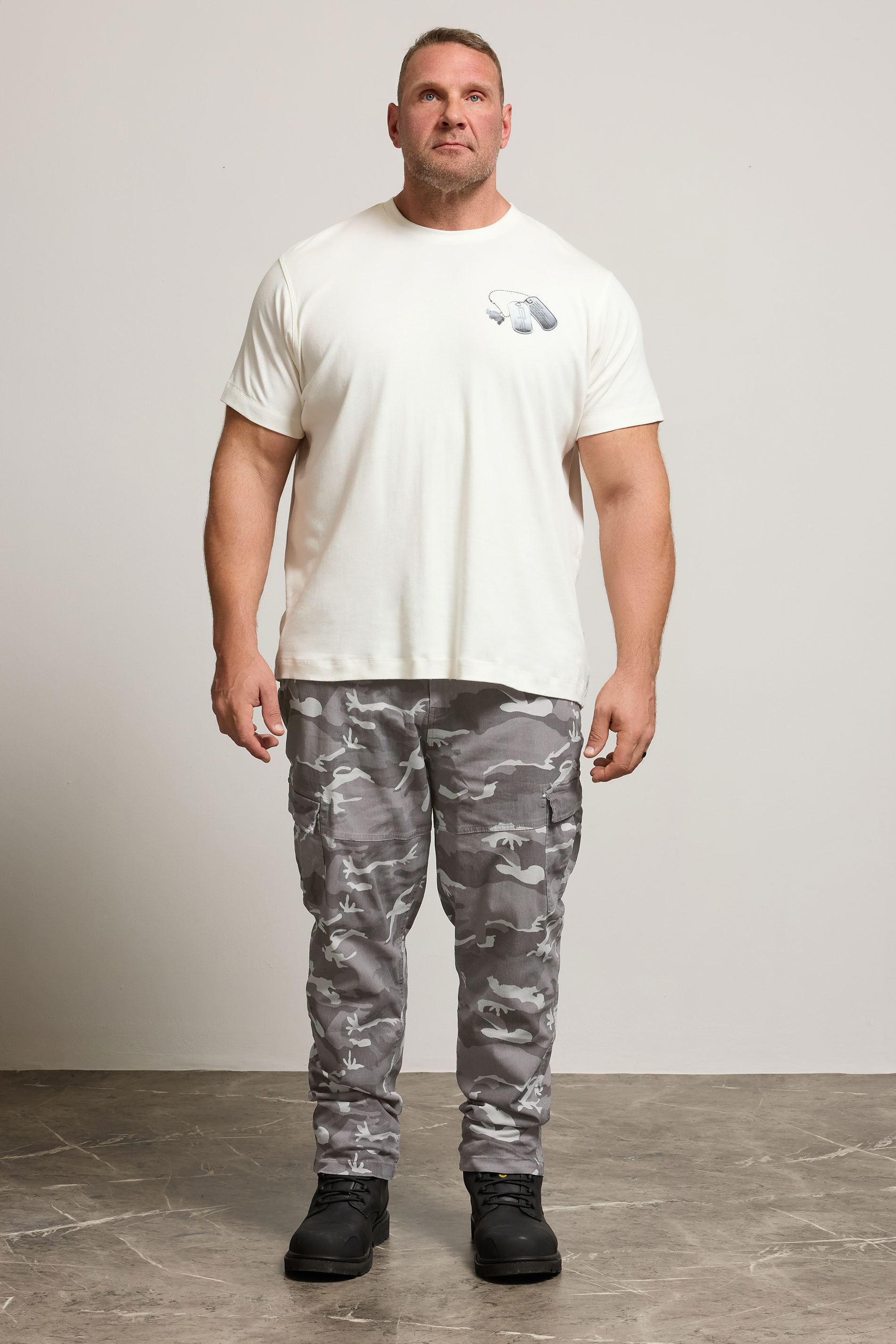 BadRhino Big & Tall Grey Camo Print Cargo Trousers | BadRhino 3