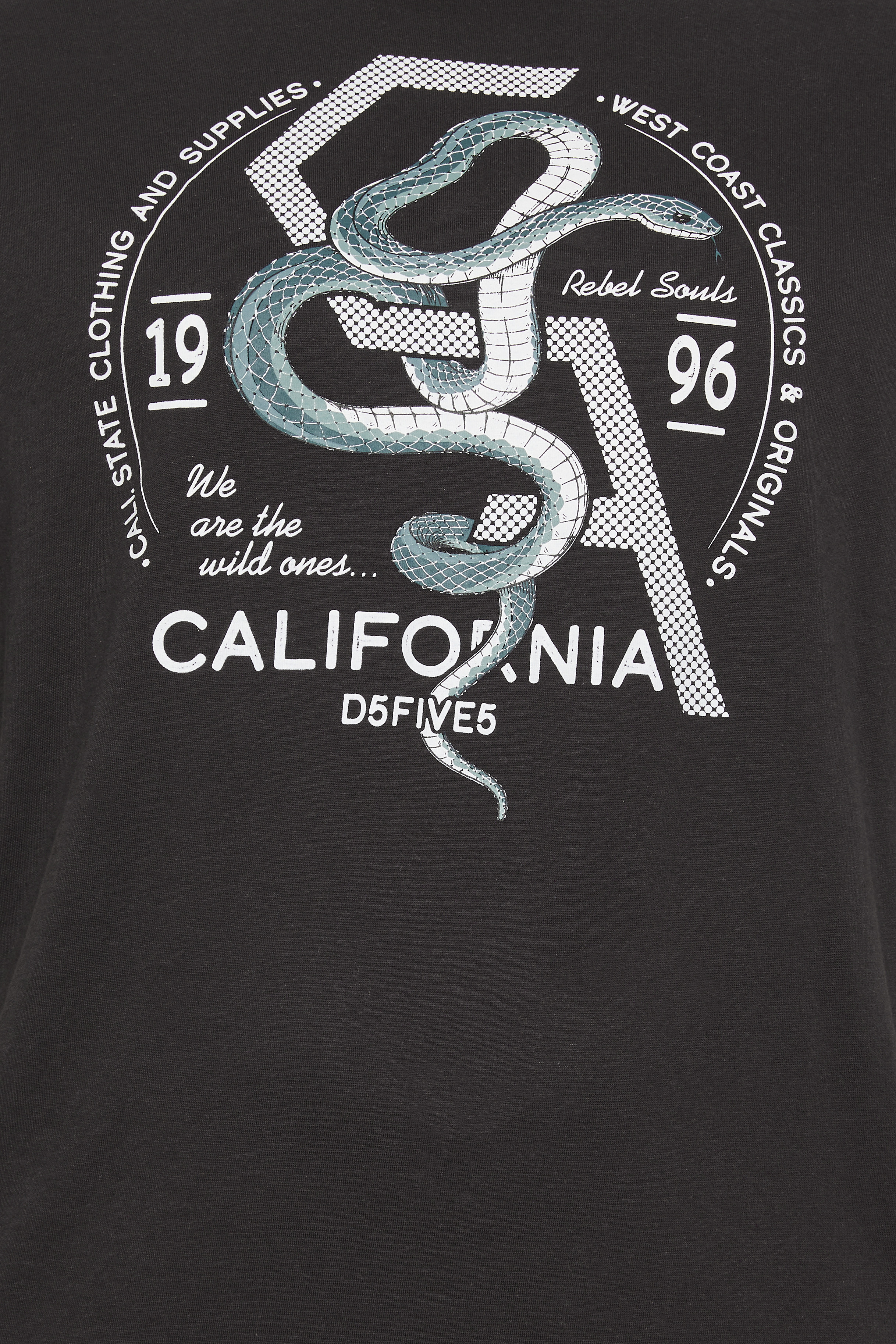 D555 Big & Tall Black 'California' Snake T-Shirt | BadRhino 3