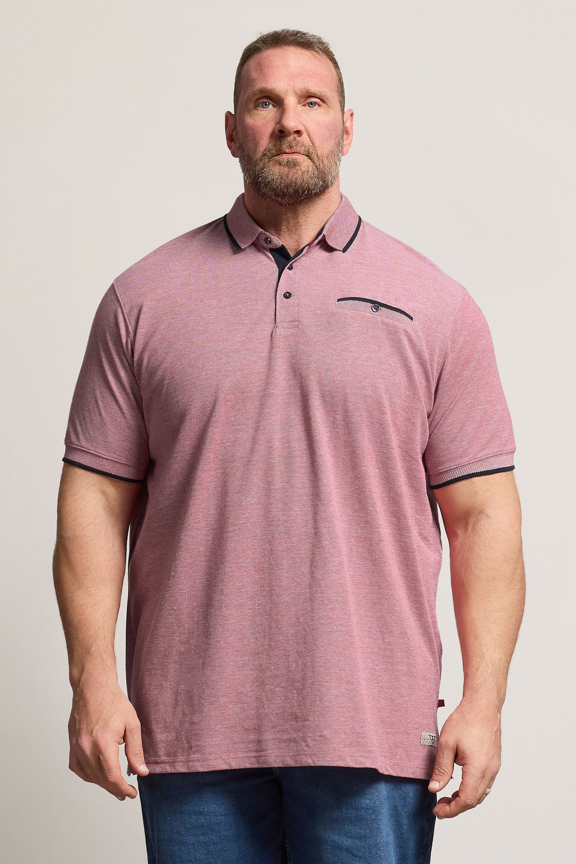 D555 Big & Tall Red Pique Jacquard Polo Shirt | BadRhino 3