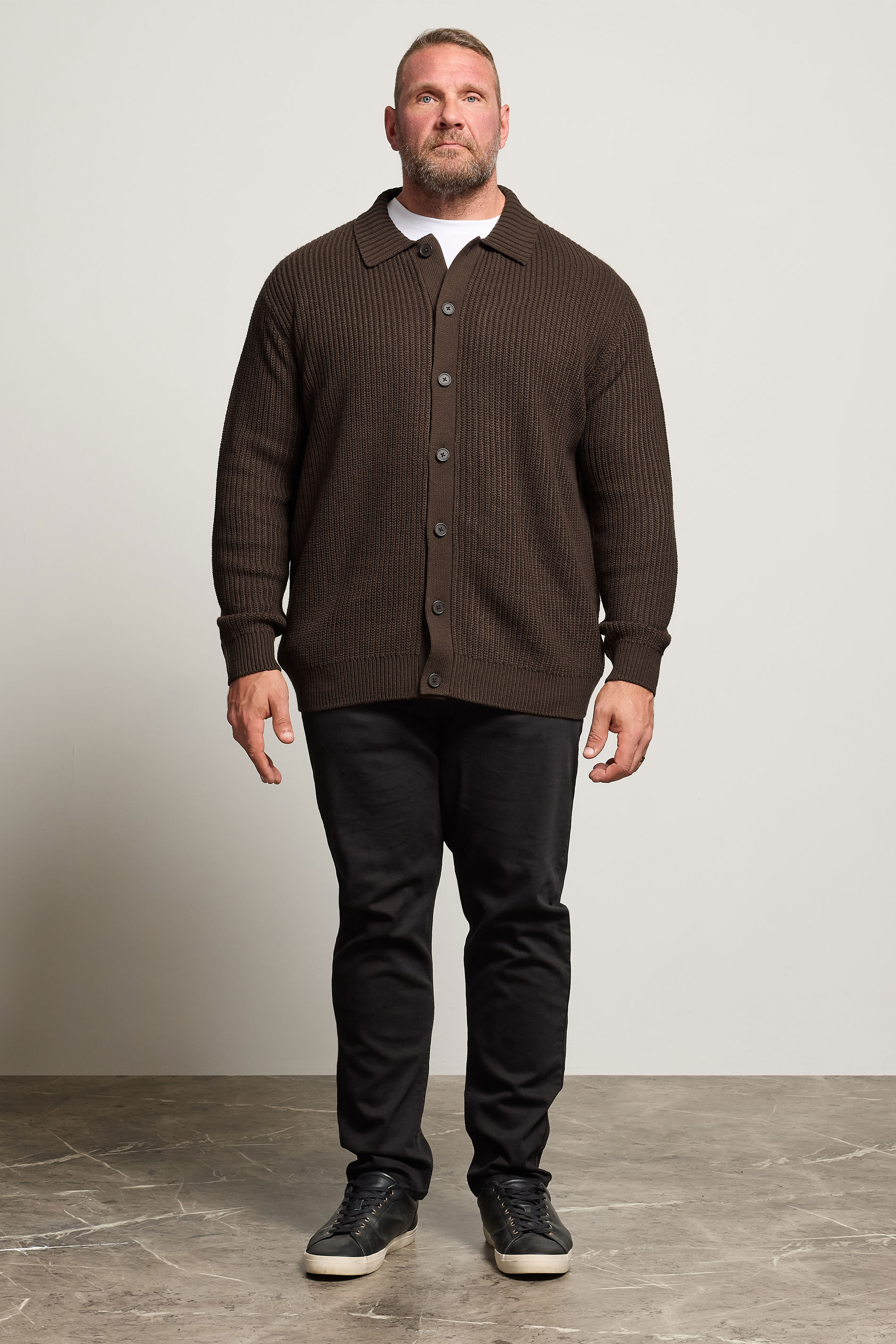 BadRhino Big & Tall Brown Long Sleeve Knitted Shirt | BadRhino 2