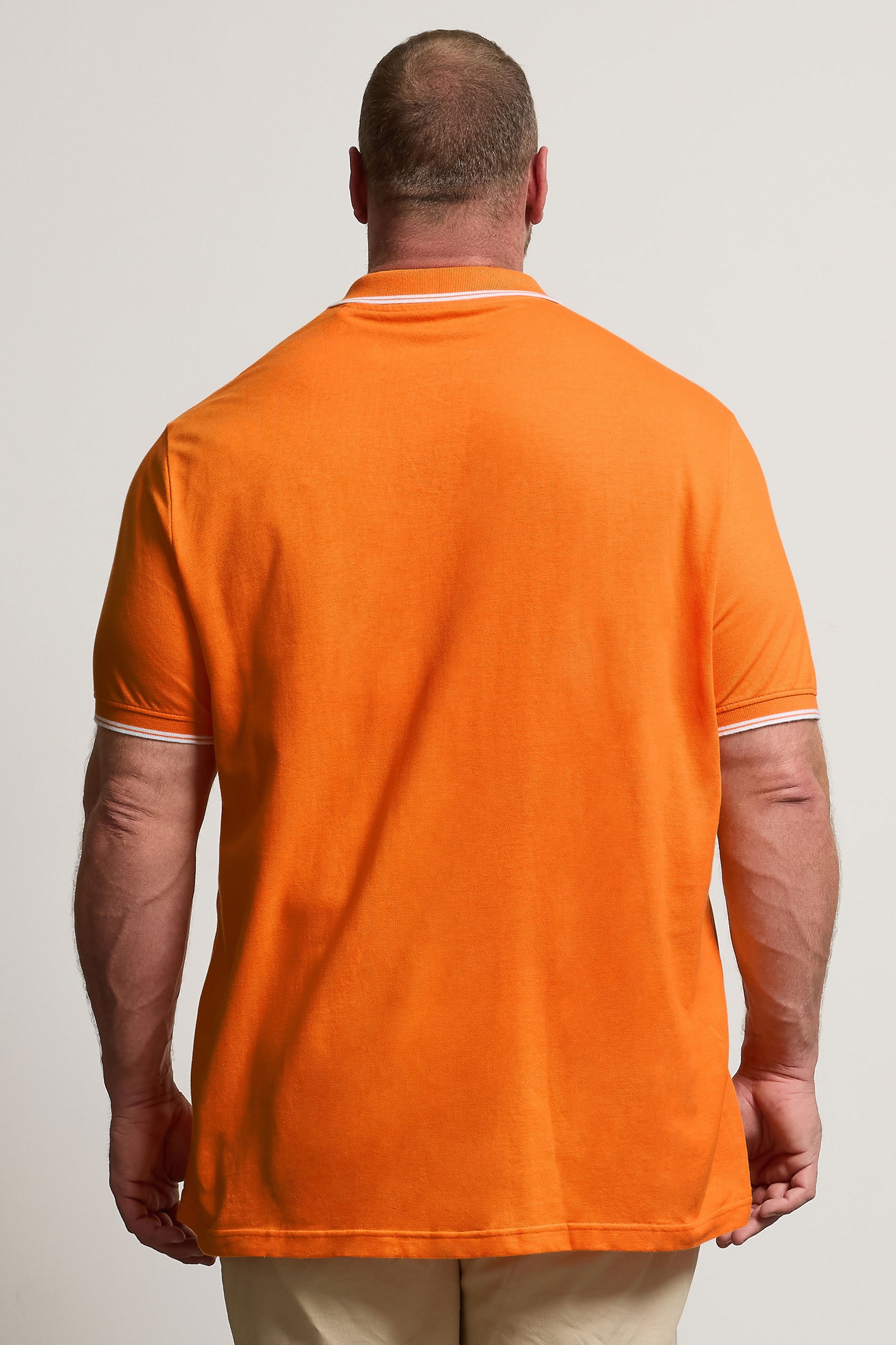 BadRhino Big & Tall 3 Pack Pink & Orange Tipped Polo Shirts | BadRhino 5