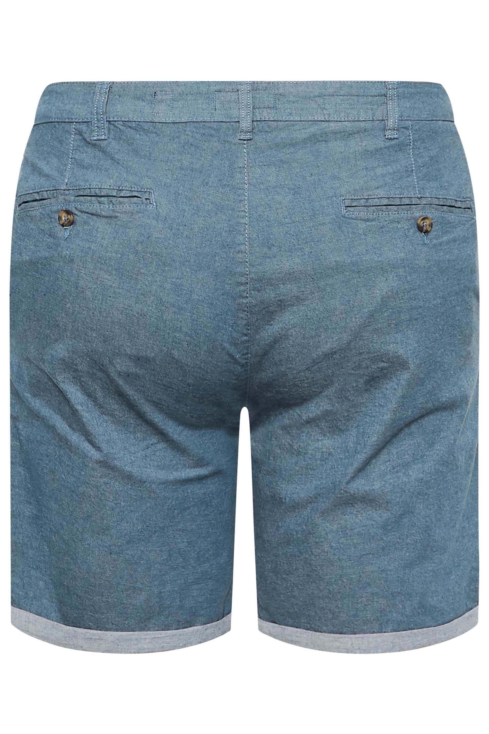 D555 Big & Tall Blue Stretch Chambray Shorts | BadRhino 5