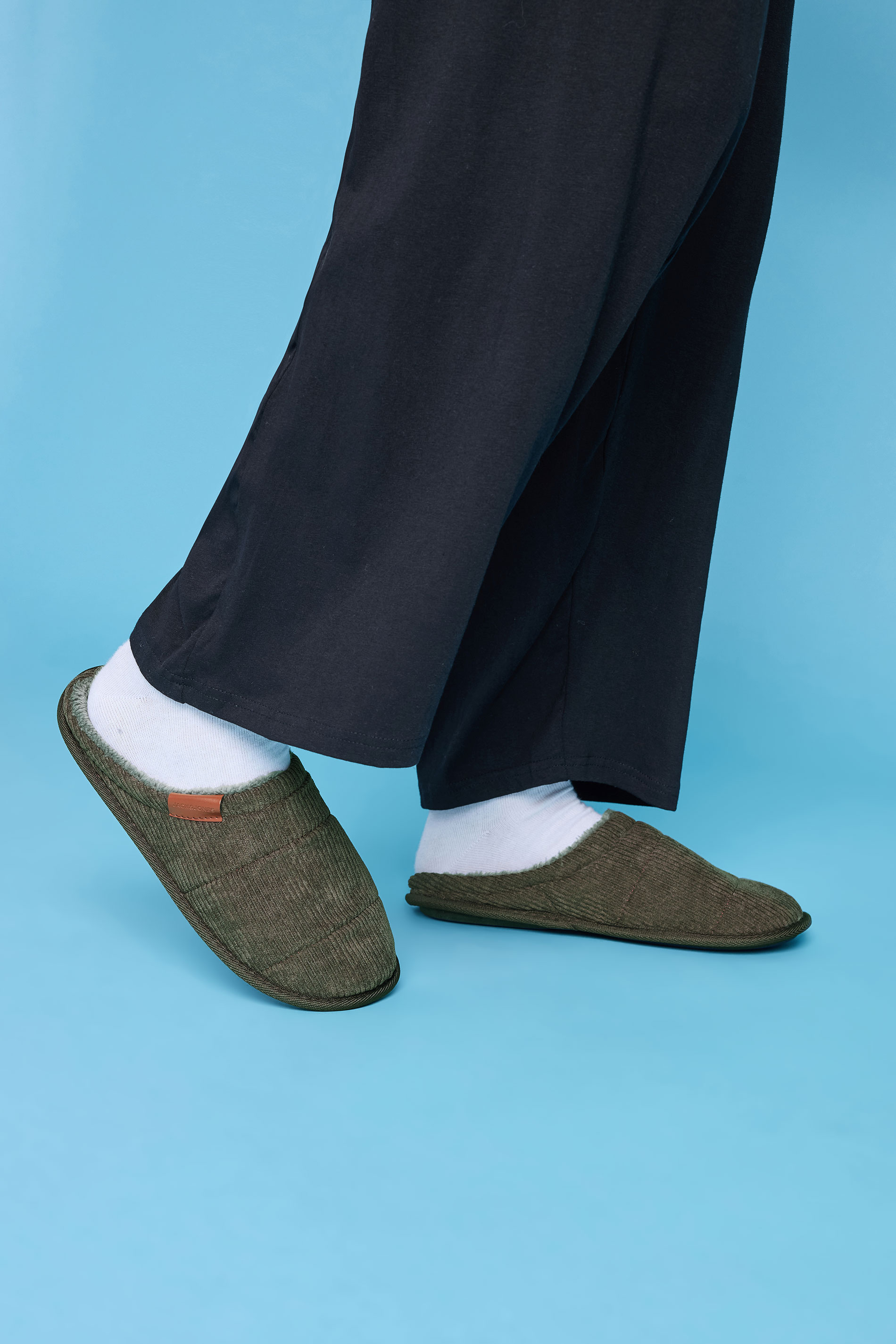 JACK & JONES Olive Green Mule Slippers | BadRhino 1