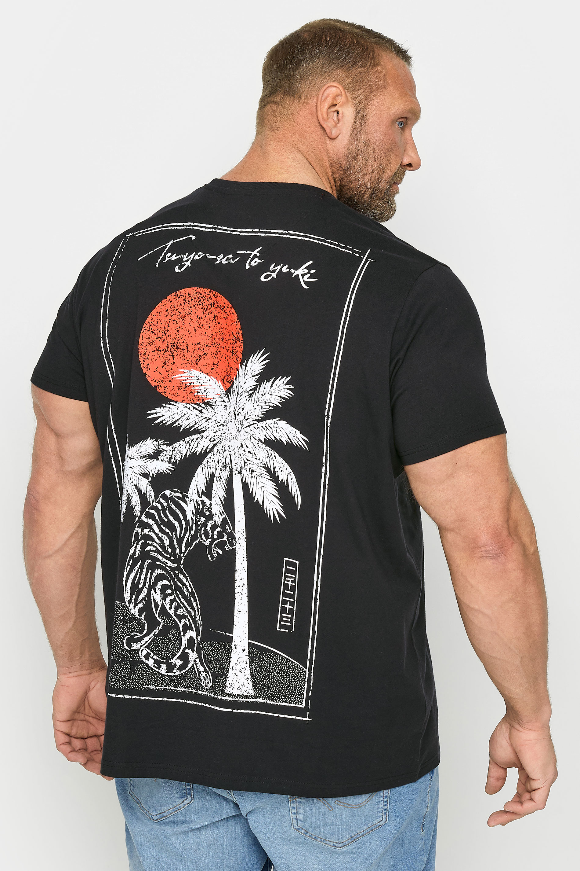 BadRhino Big & Tall Black Tiger Palm Print T-Shirt | BadRhino 2