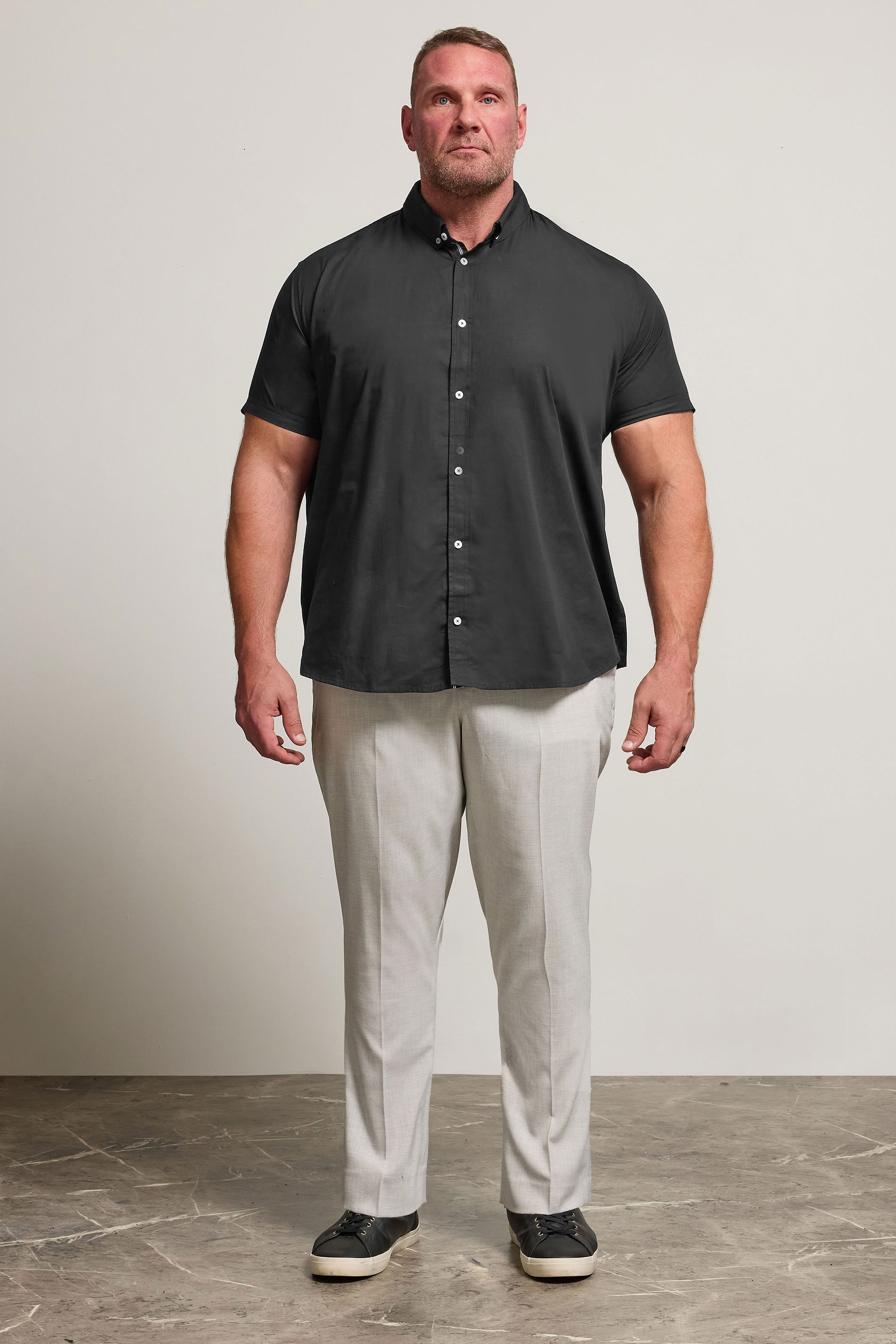 BadRhino Black Cotton Poplin Short Sleeve Shirt | BadRhino 2