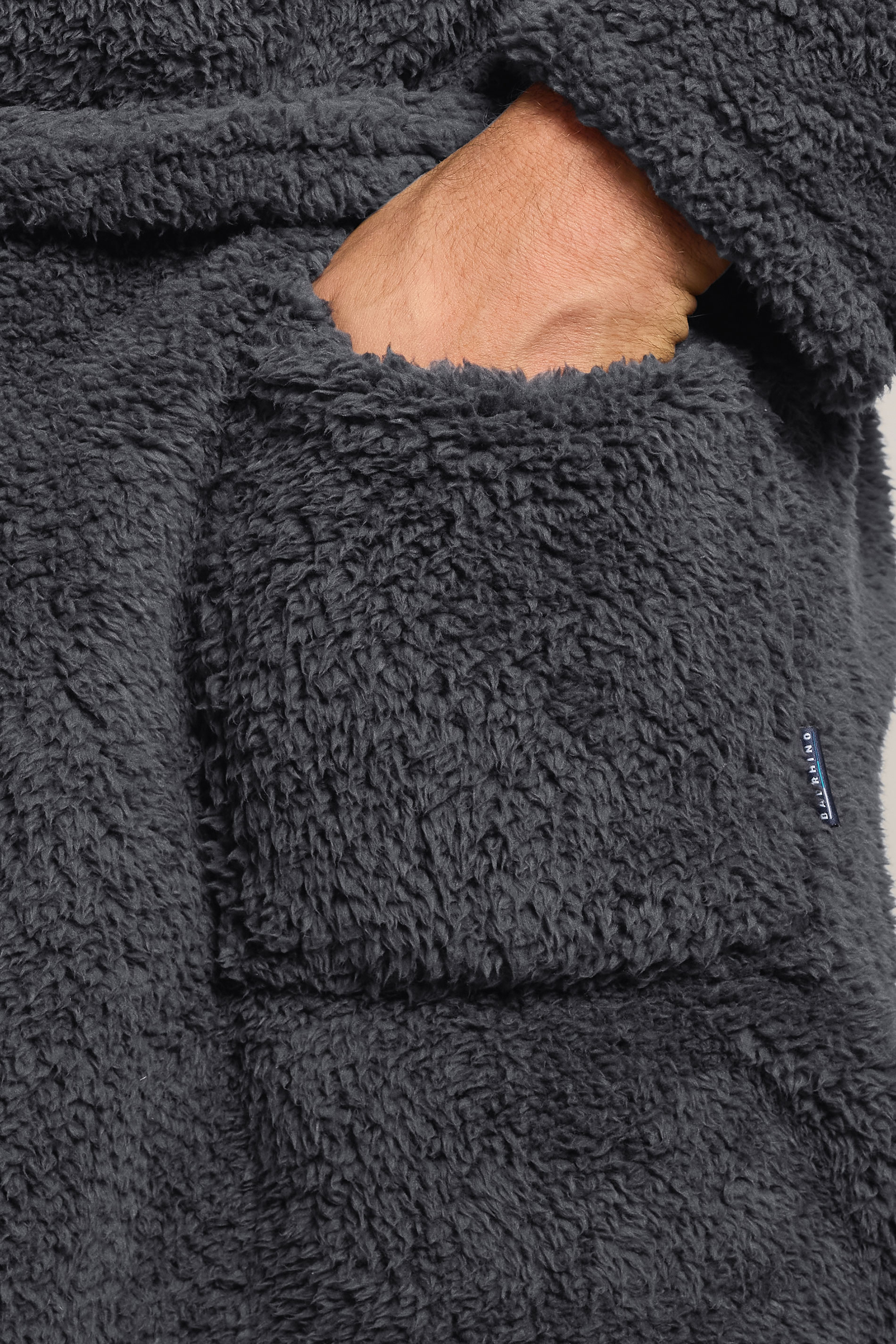 BadRhino Big & Tall Charcoal Grey Super Soft  Borg Dressing Gown | BadRhino 4