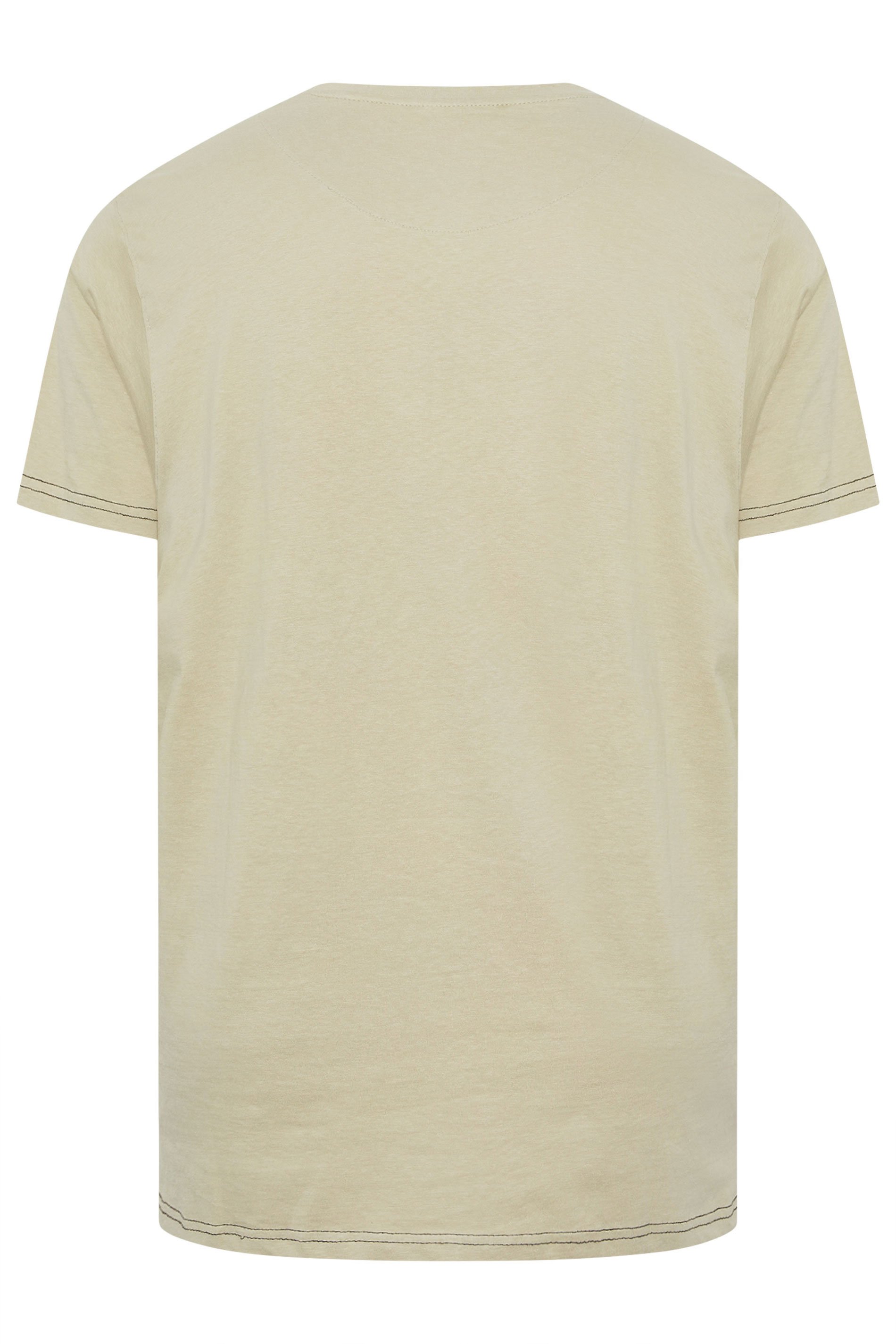 KAM Big & Tall Stone Beige Vintage Denim Graphic Print T-Shirt | BadRhino 4