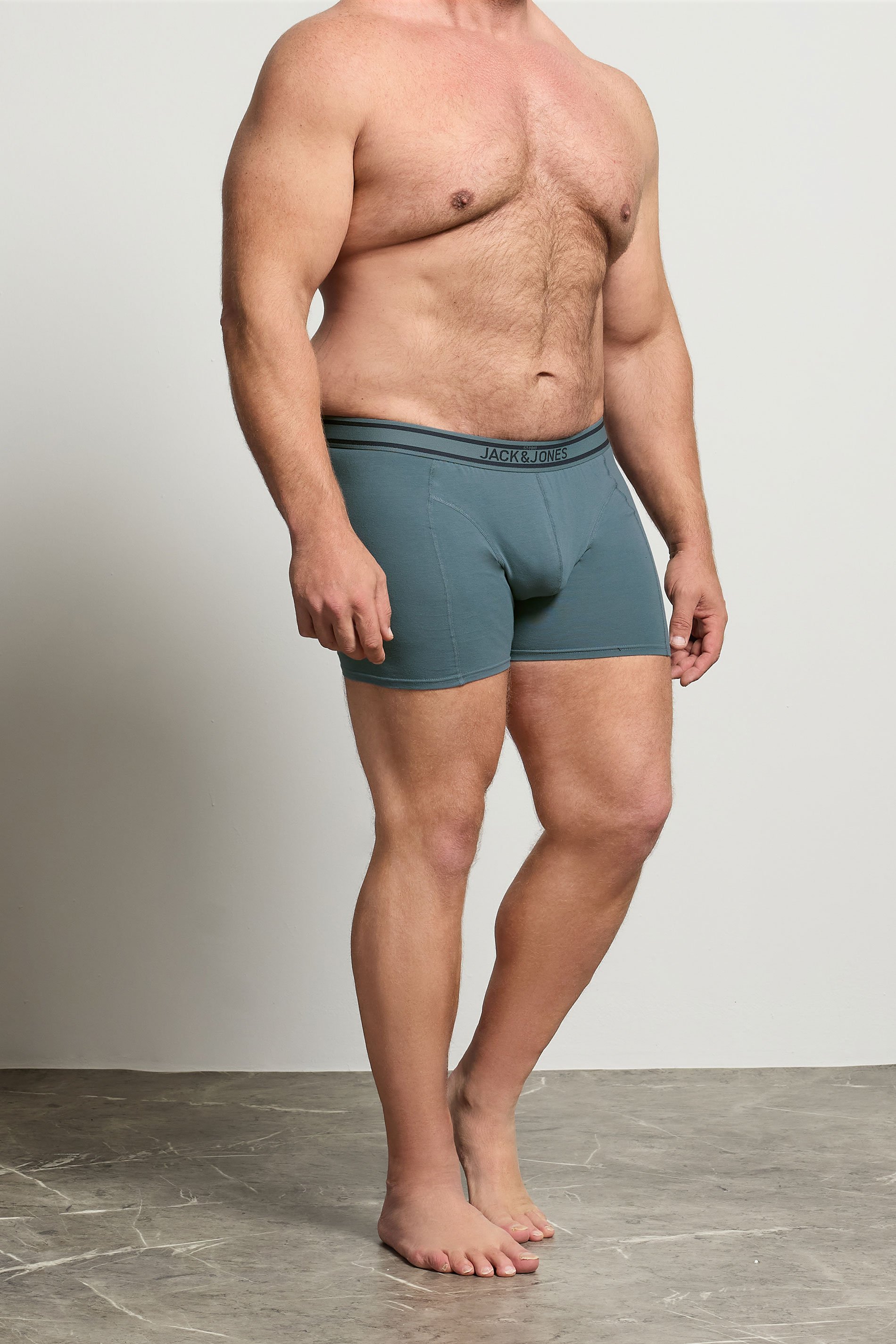 JACK & JONES Big & Tall 3 Pack Blue/Grey/Navy Blue Boxers | BadRhino 2