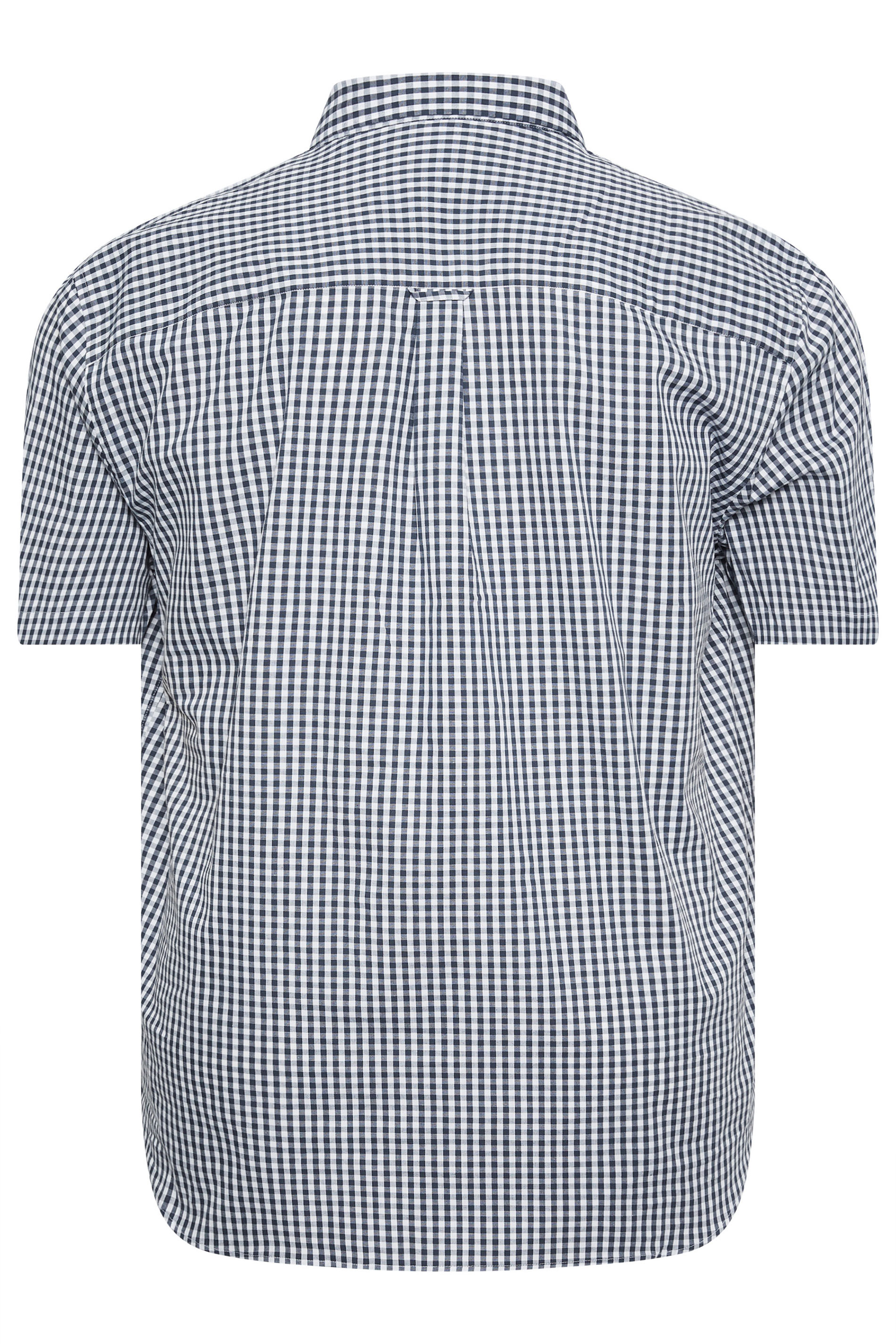 LYLE & SCOTT Big & Tall Navy Blue Short Sleeve Gingham Shirt | BadRhino 3