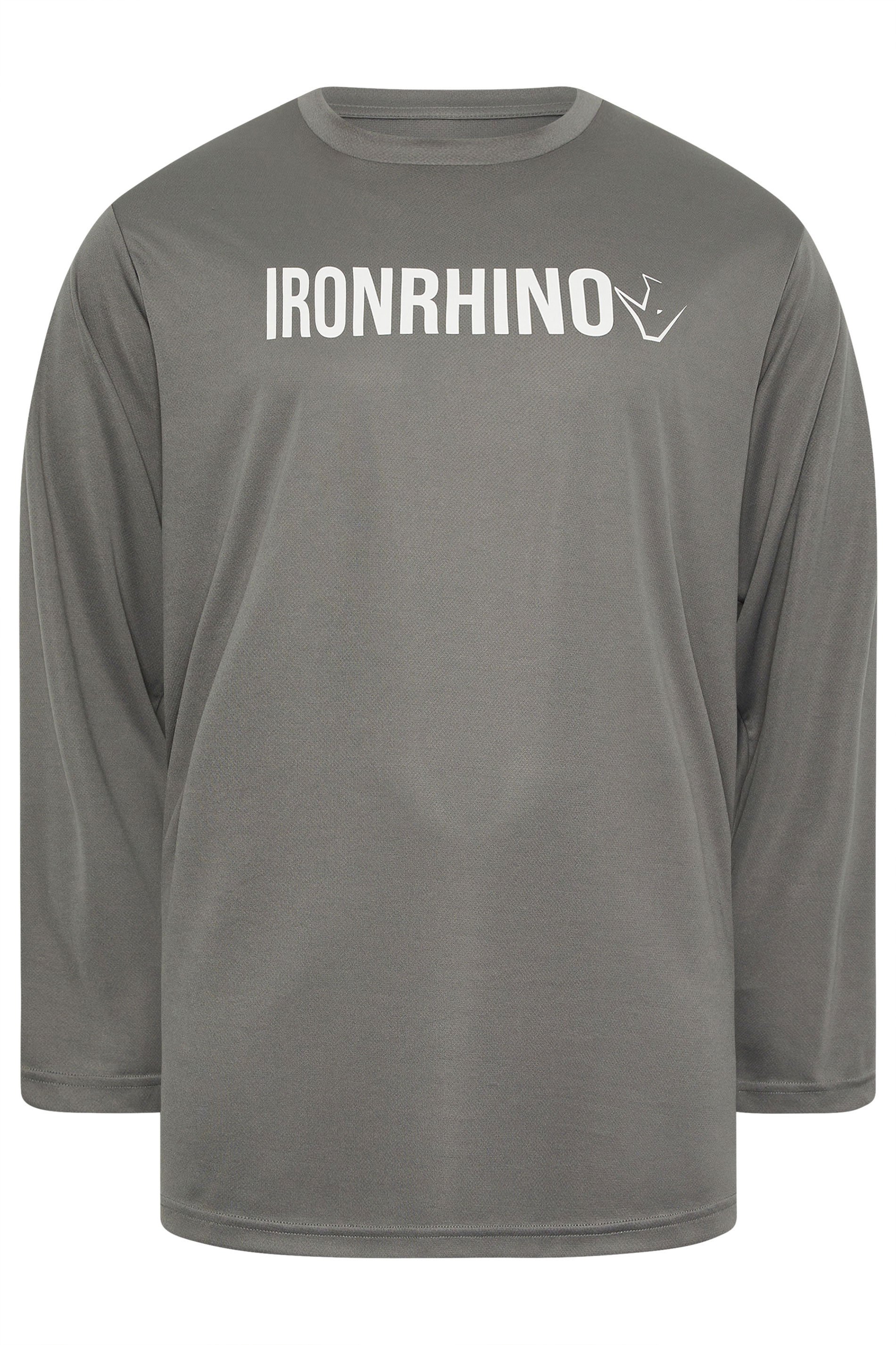 IronRhino Big & Tall Grey Branded Performance Long Sleeve T-Shirt | BadRhino 1