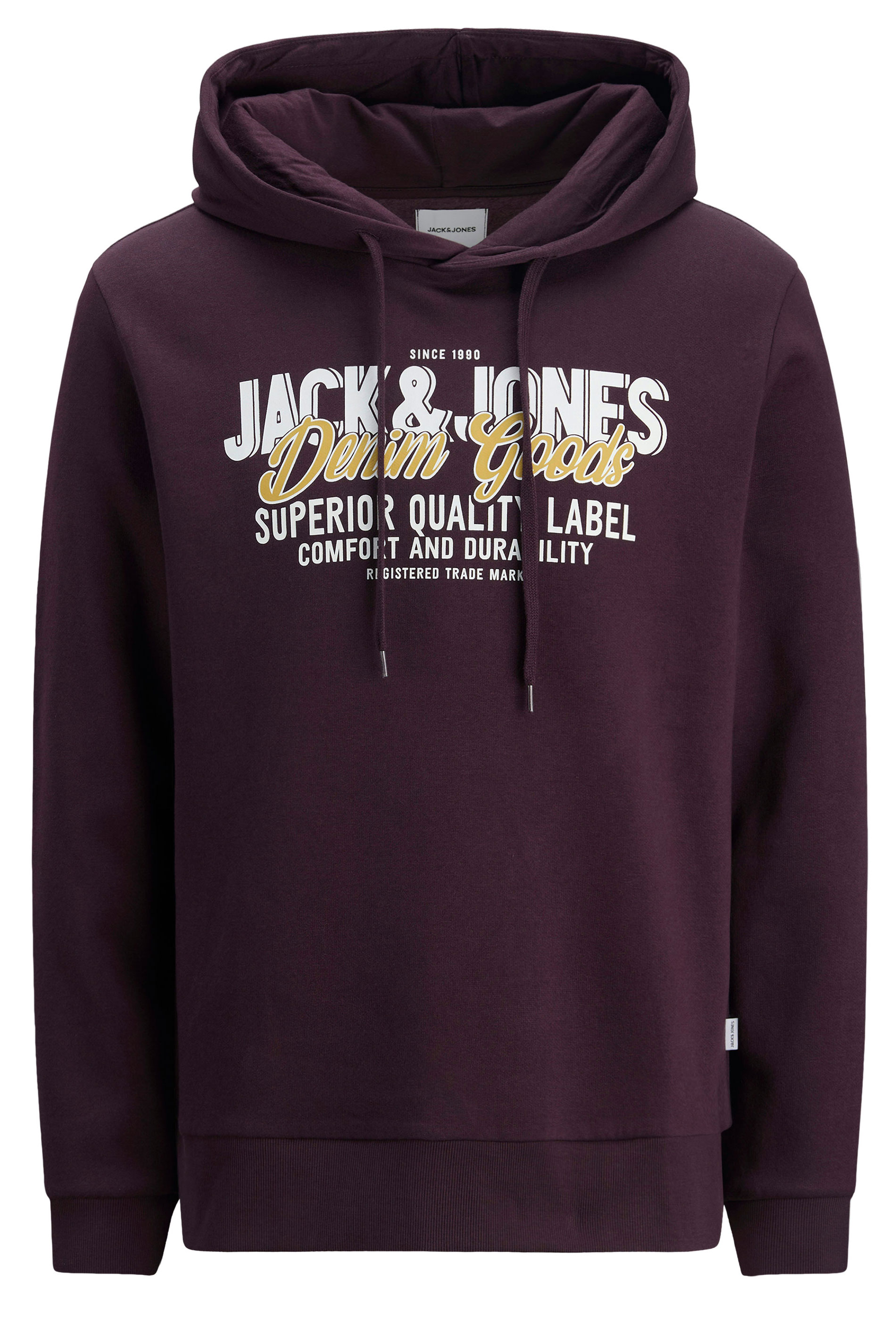 Jack & Jones Big & Tall Plum Purple Superior Hoodie | BadRhino 3