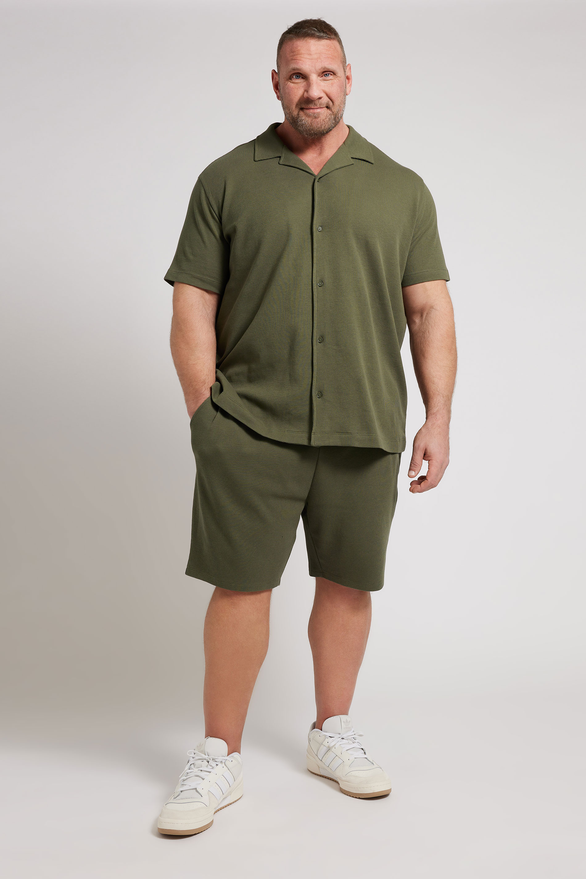 BadRhino Big & Tall Khaki Green Textured Shorts | BadRhino 3