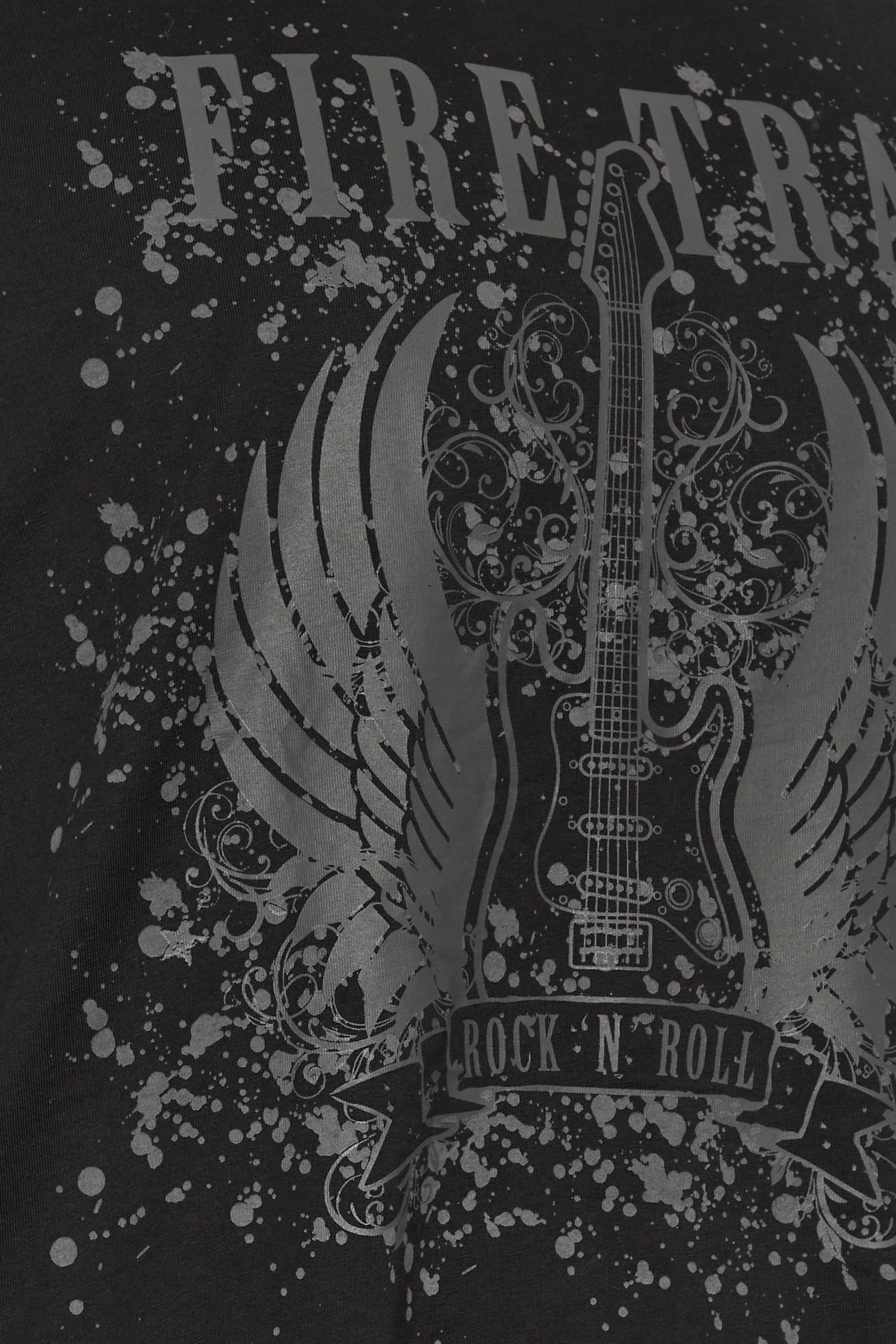 FIRETRAP Big & Tall Black 'Rock 'N' Roll' Print T-Shirt | BadRhino 2