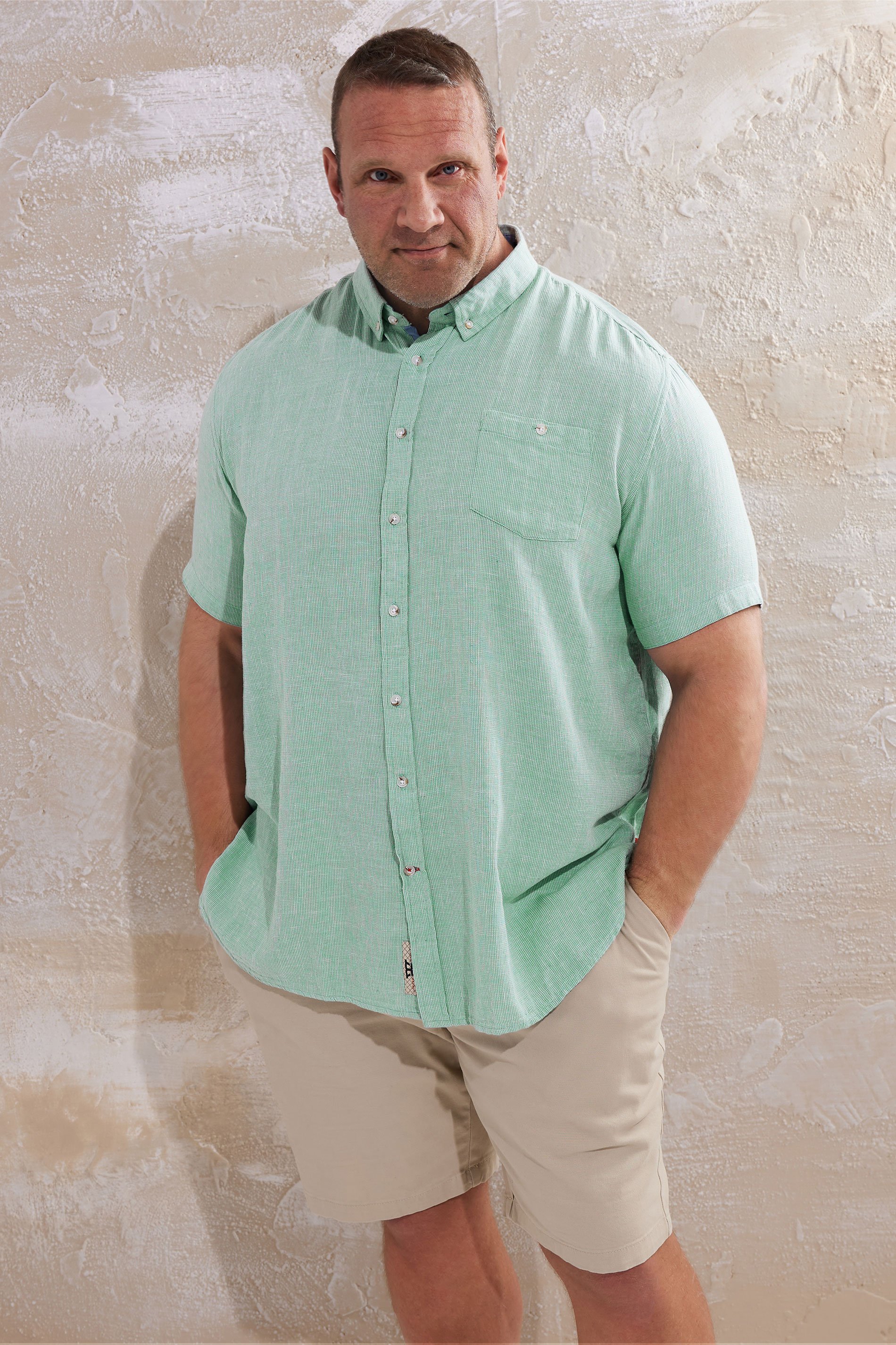 D555 Mint Green Striped Linen Shirt | BadRhino 1