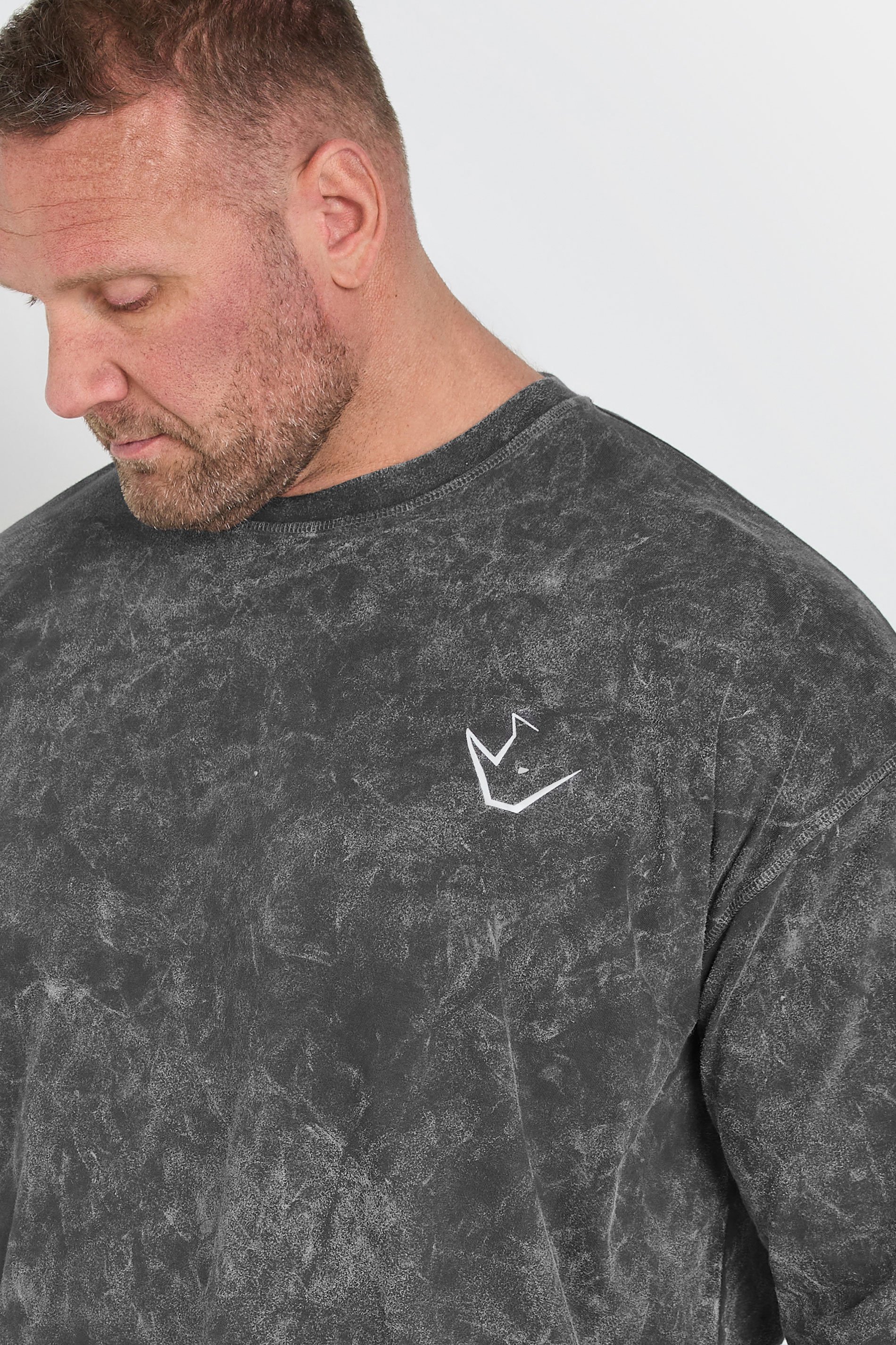 IronRhino Big & Tall Grey Long Sleeve Acid Wash T-Shirt | BadRhino 4