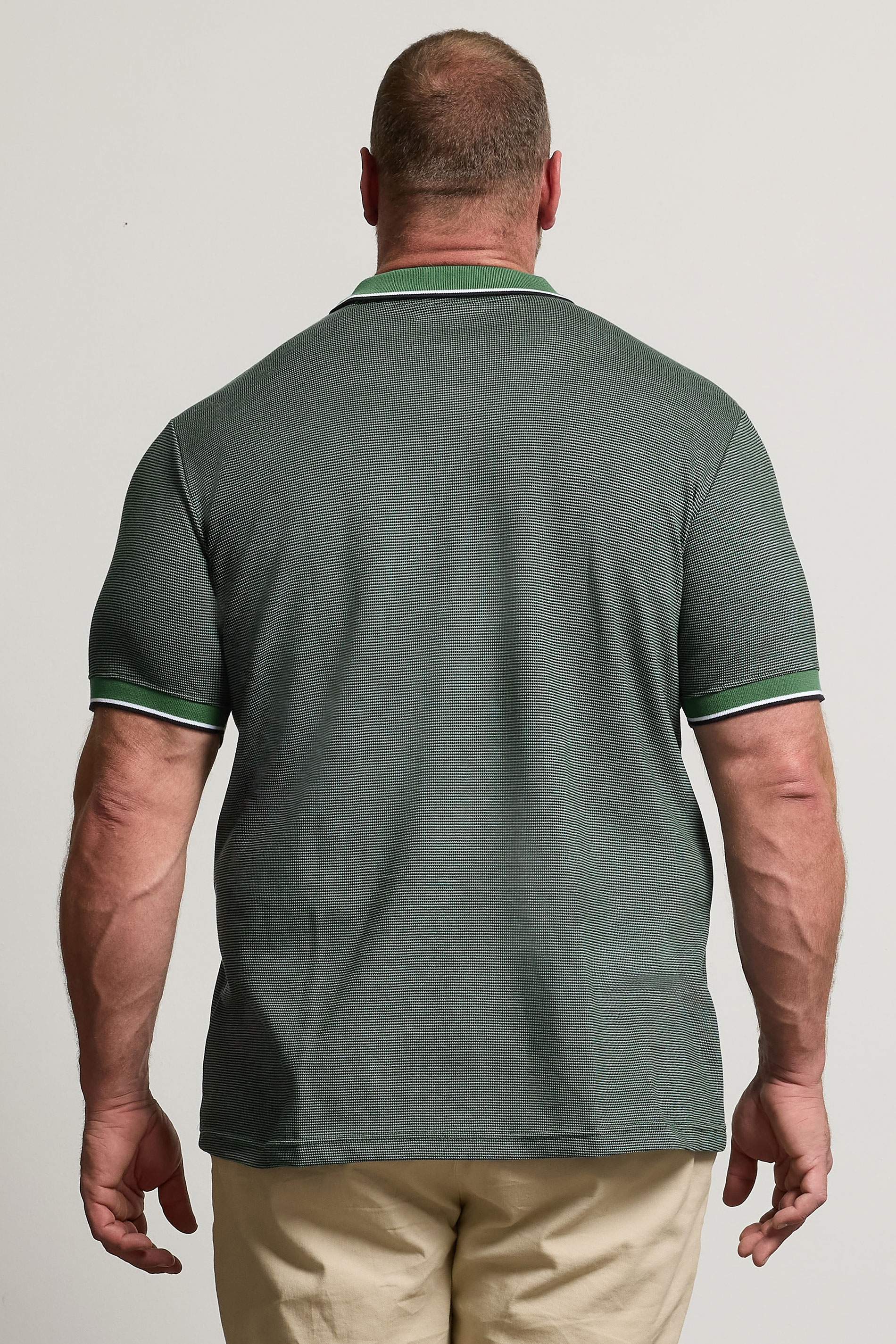 BadRhino Big & Tall Green Fine Stripe Tipped Polo Shirt | BadRhino 4