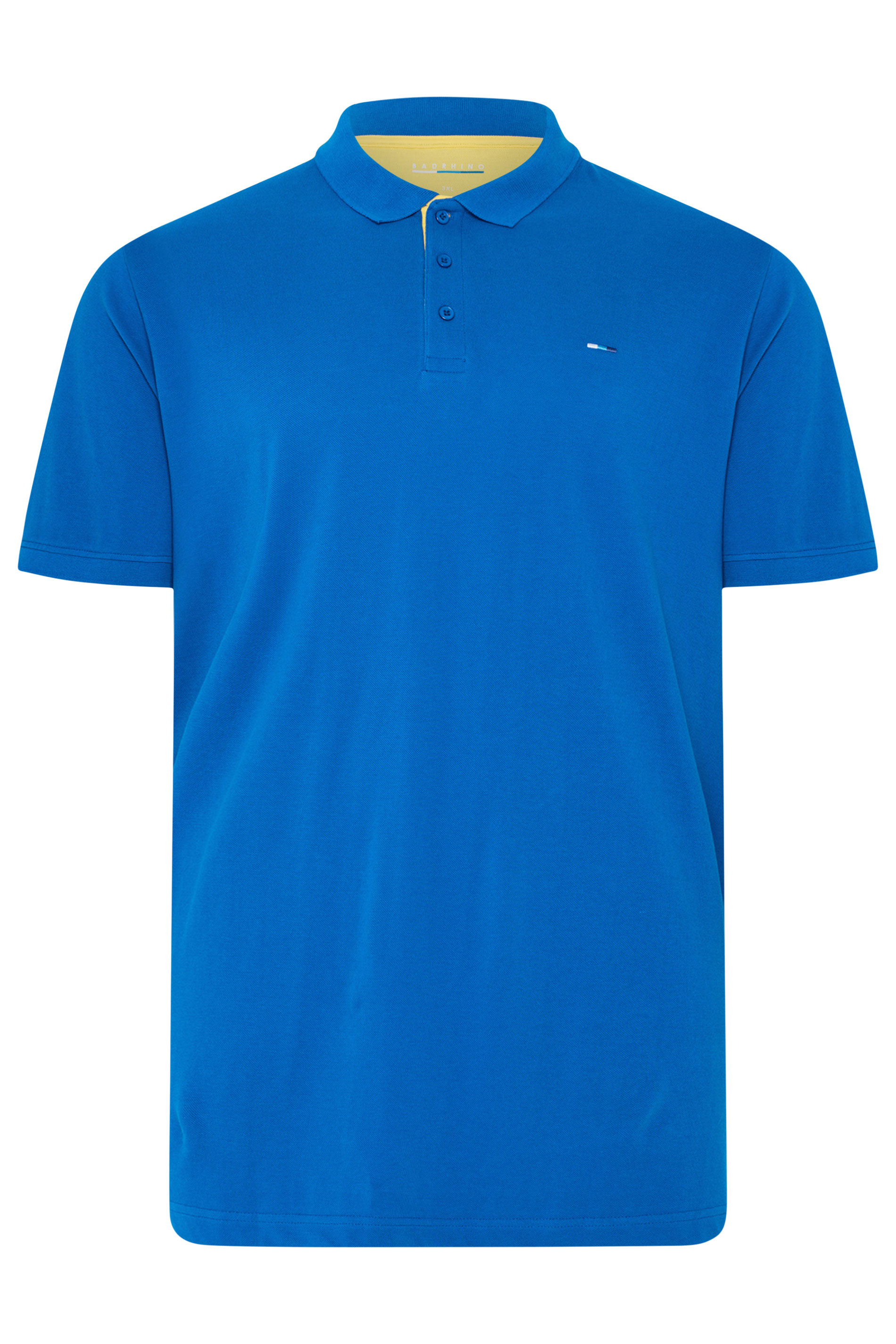 BadRhino Big & Tall Blue & Yellow Contrast Polo Shirt | BadRhino 6