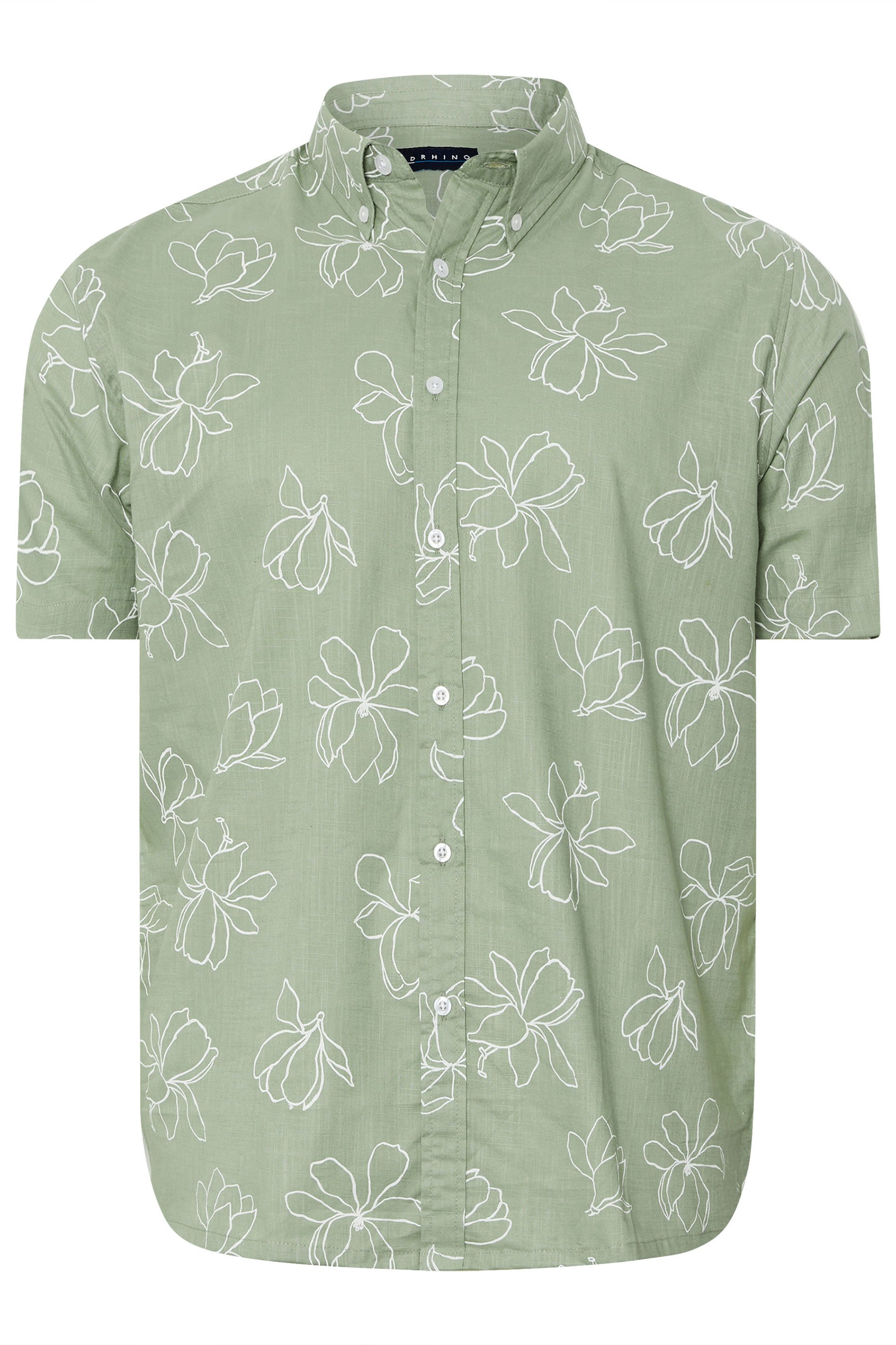 BadRhino Big & Tall Green Linear Floral Slub Shirt | BadRhino 7