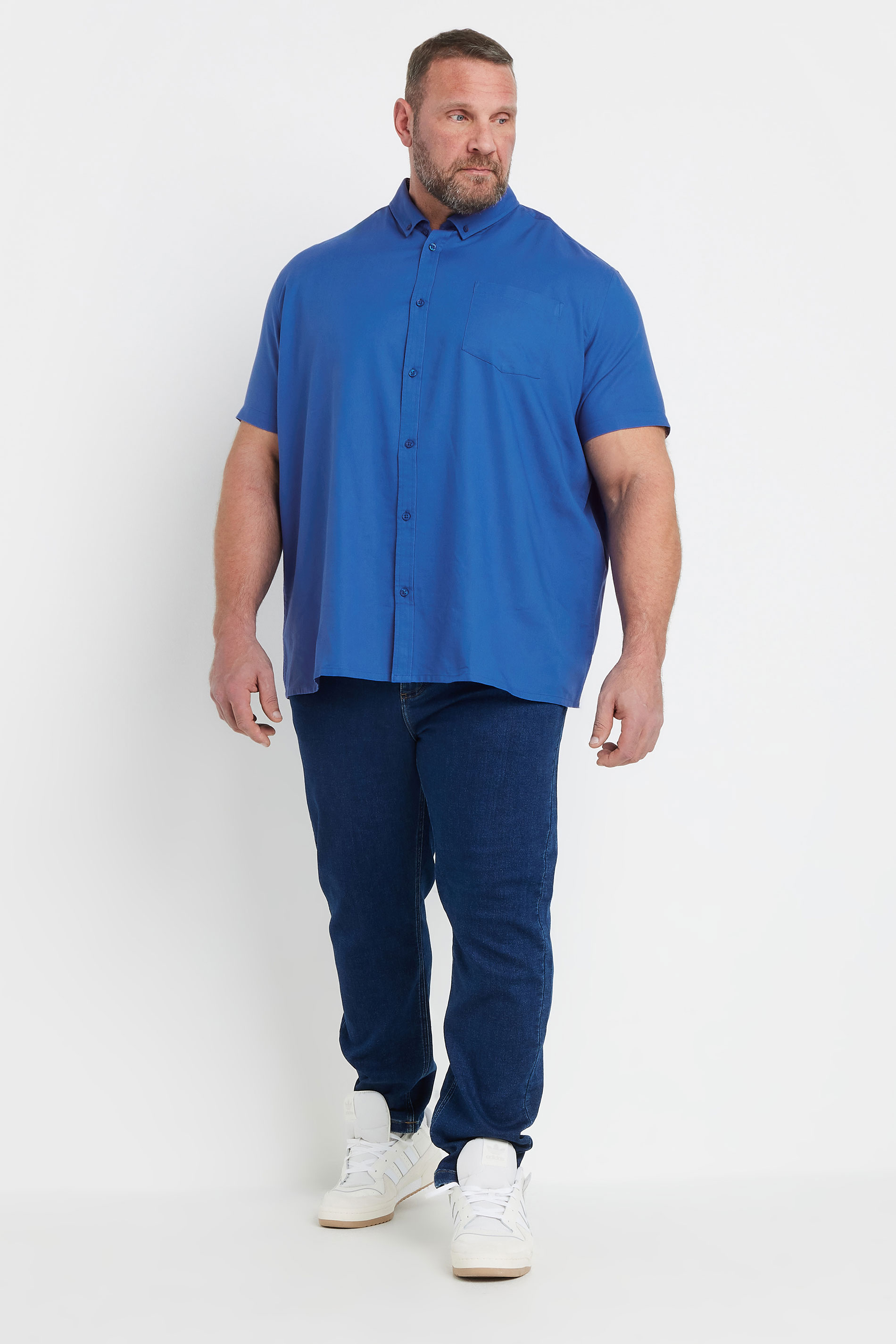 BadRhino Big & Tall Blue Short Sleeve Oxford Shirt | BadRhino 5