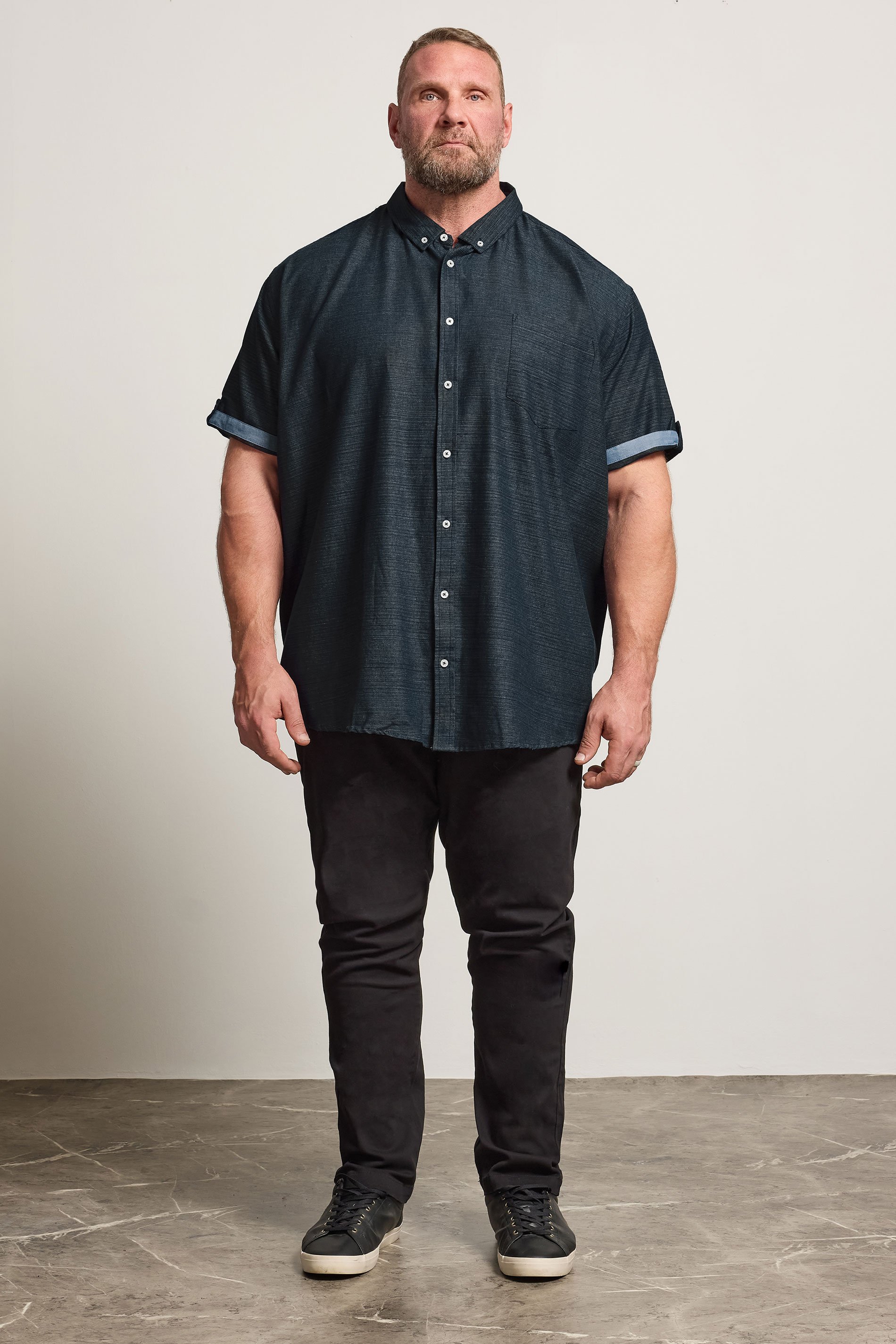 BadRhino Big & Tall Navy Blue Cotton Slub Shirt | BadRhino 3