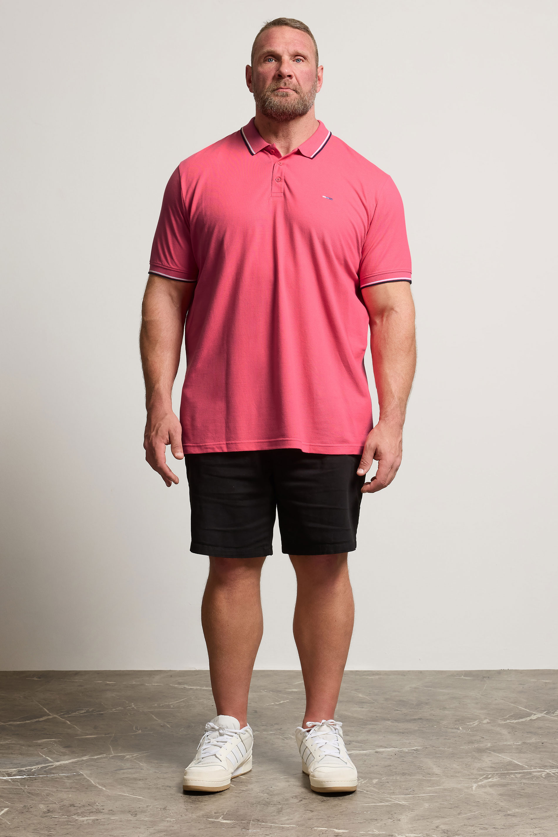 BadRhino Big & Tall Pink Tipped Polo Shirt  2