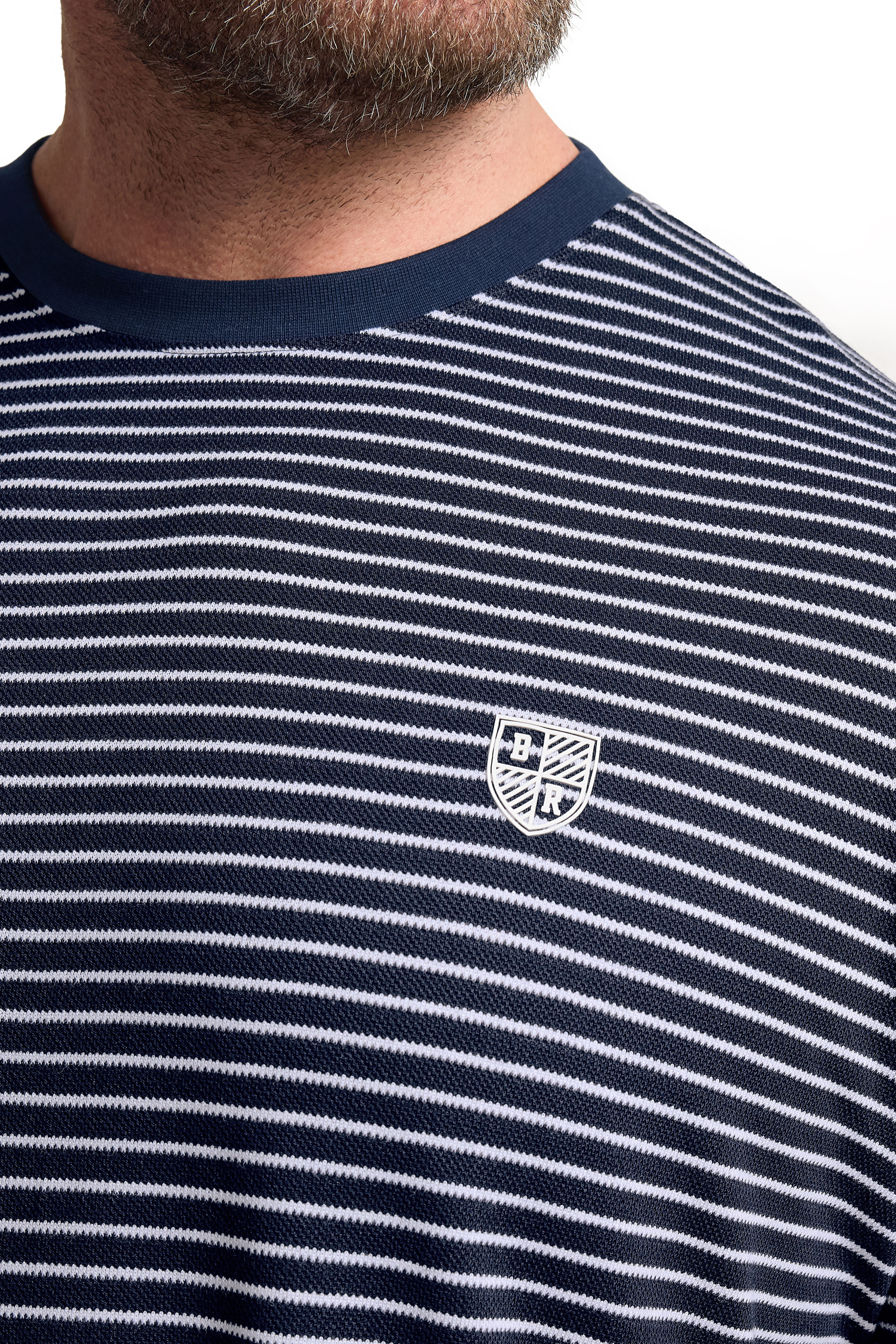 BadRhino Big & Tall Navy Blue Stripe Pique T-Shirt | BadRhino 5